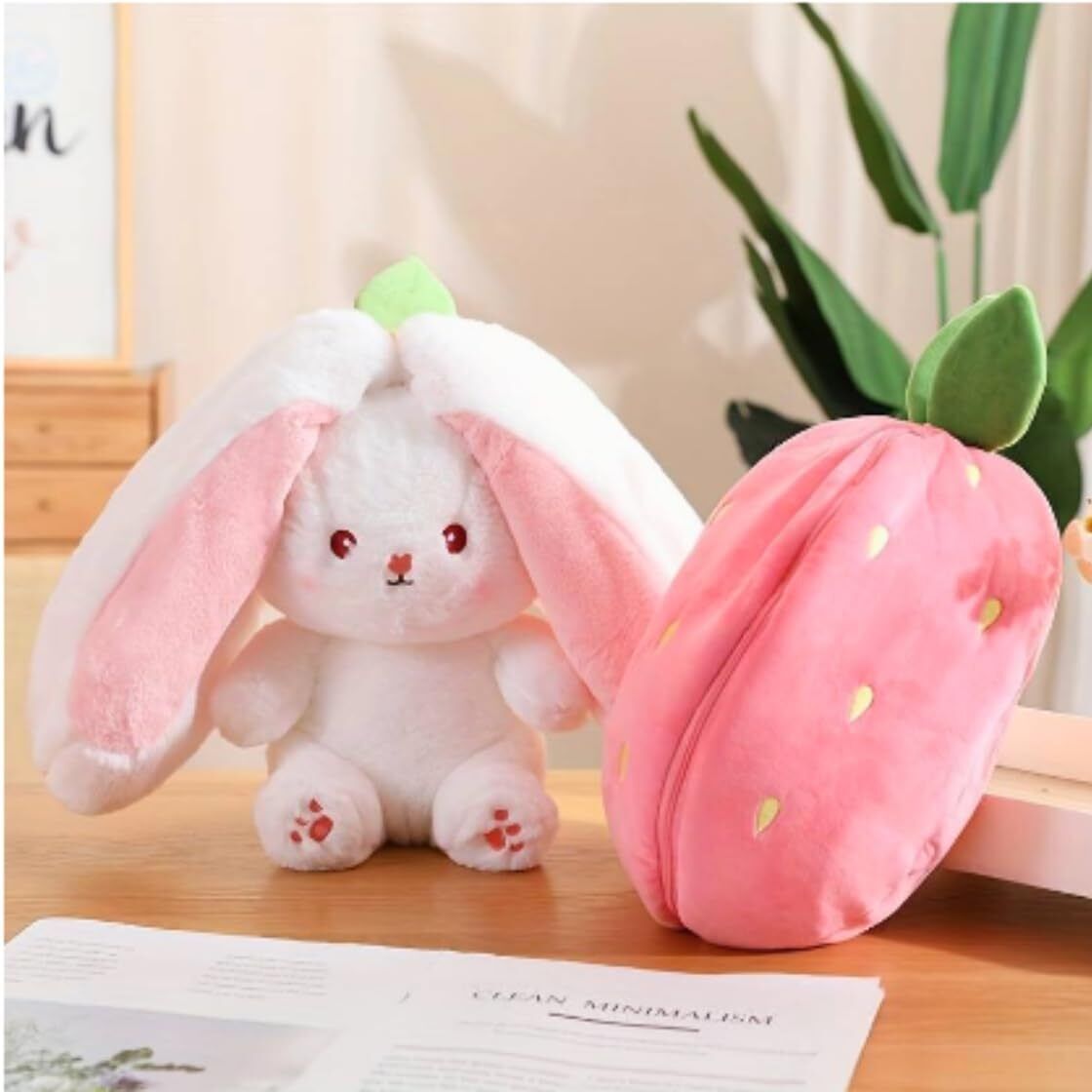hellobear Reversible Rabbit Strawberry Stuffed Toy AB424 - 25 cm-picture-35