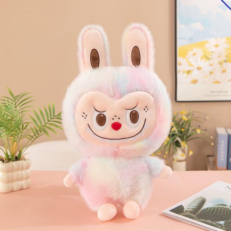 Rainbow Labubu Doll with Scarf Anime Plush Cute Soft Stuffed Plush Toy Doll - 30 cm-image-39