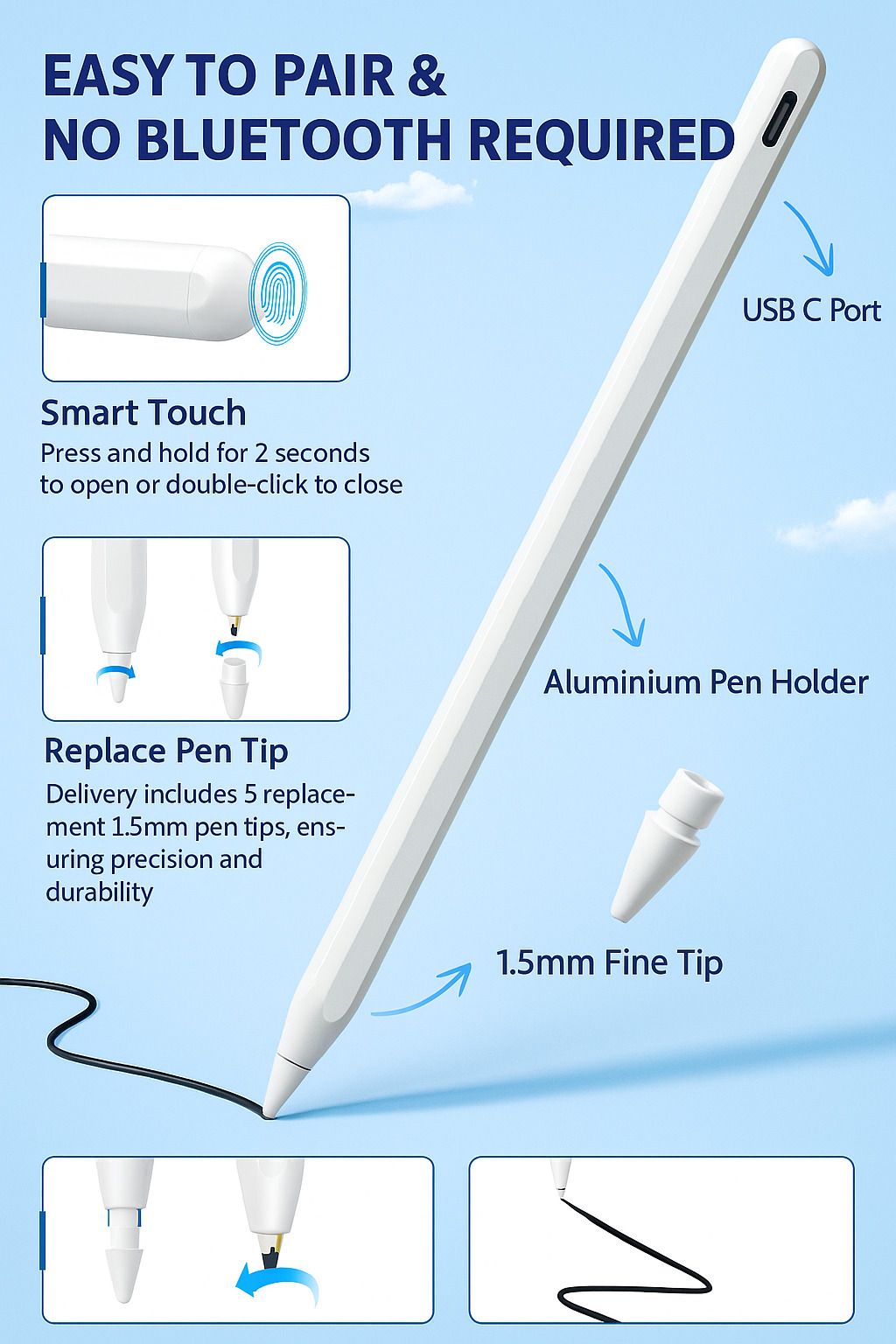 BATKWS stylus pen/ active pencil for tilt sensor and sensitivity Stylus-image-38