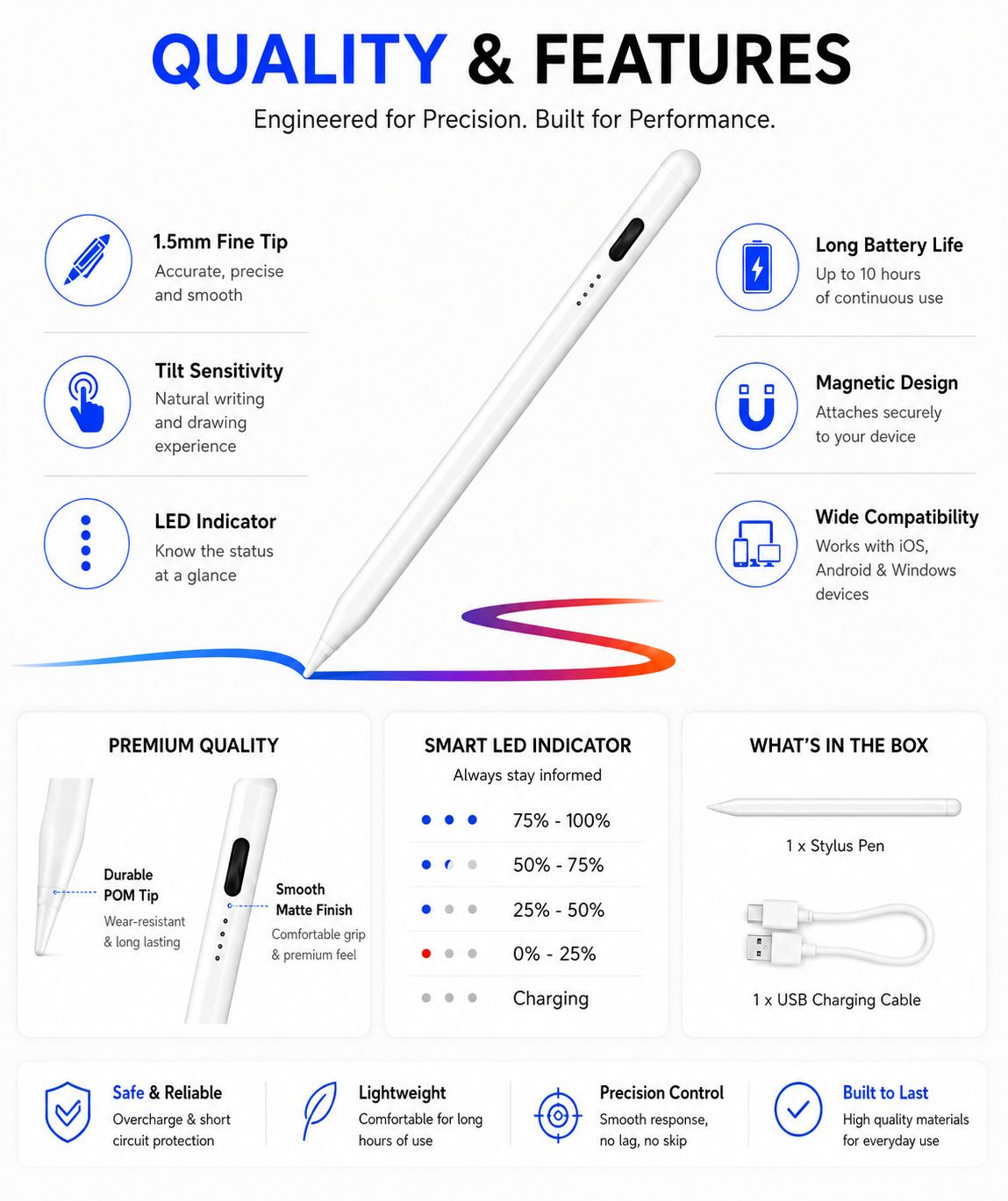 Verilux Q17 Upgraded stylus pen, iPad pancil, ultra high precision & sensitivity Stylus-image-16