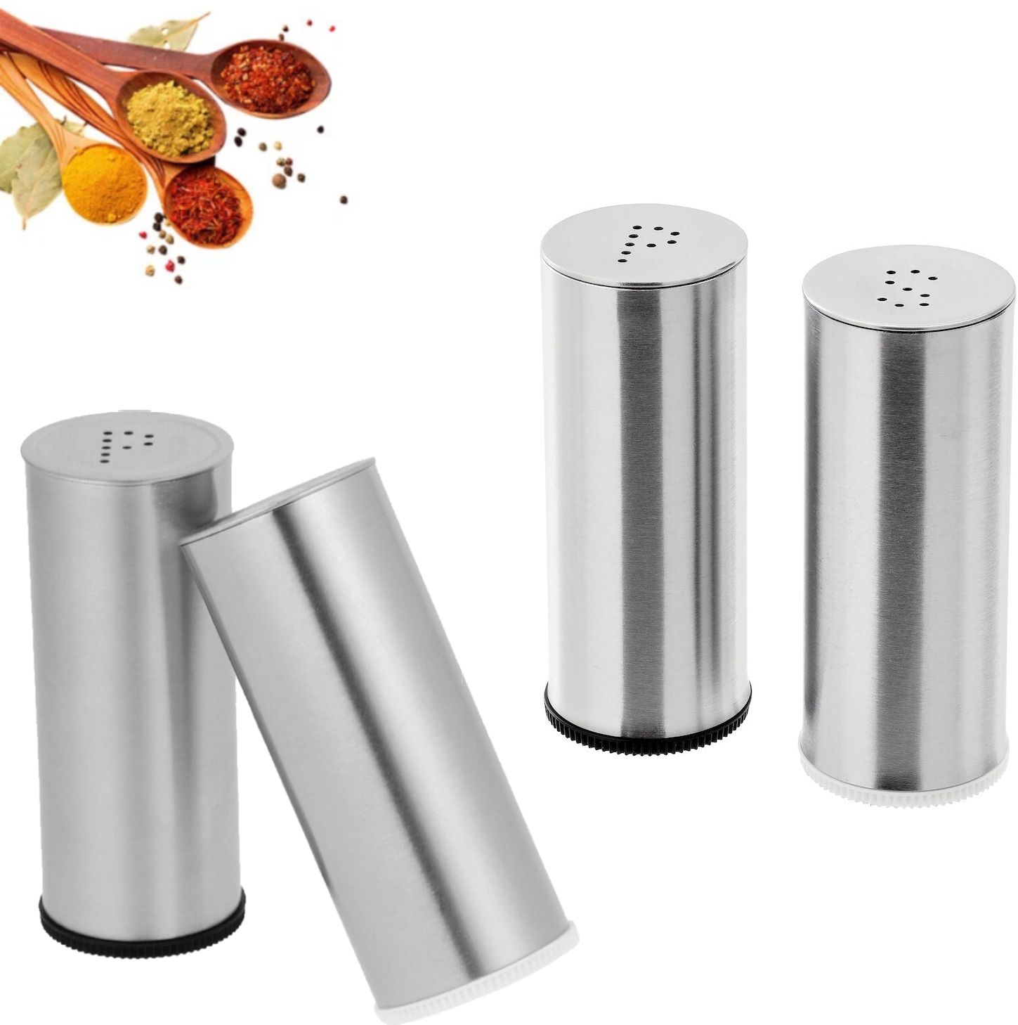 Stainless Steel Salt & Pepper Shaker, Set of 4, Perfect for Kitchen Dining Table Sugar Sprinkler Shaker 100 gm