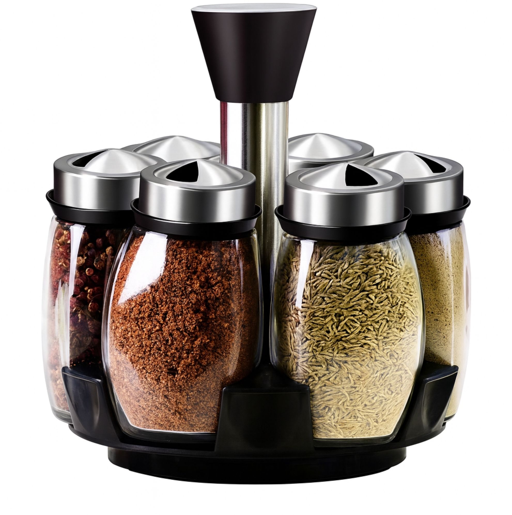 Revolving Spice Tower with 6 Spice Jars for Kitchen Sugar Sprinkler 200 gm