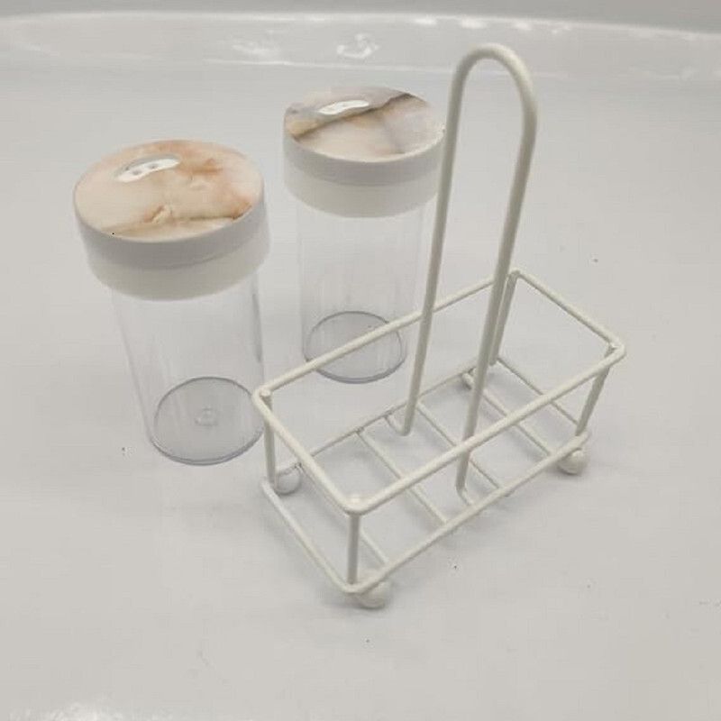 White Plastic Spice Jars with Cap, Clear and Safe Plastic Bottle Containers set Sugar Sprinkler Shaker 100 gm