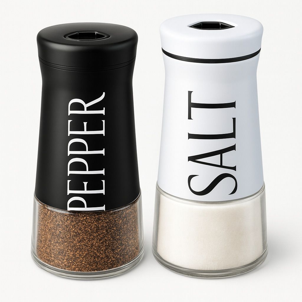 Modern Stainless Steel & Glass Salt & Pepper Shakers Set | Airtight & Refillable Sugar Sprinkler Shaker 200 gm