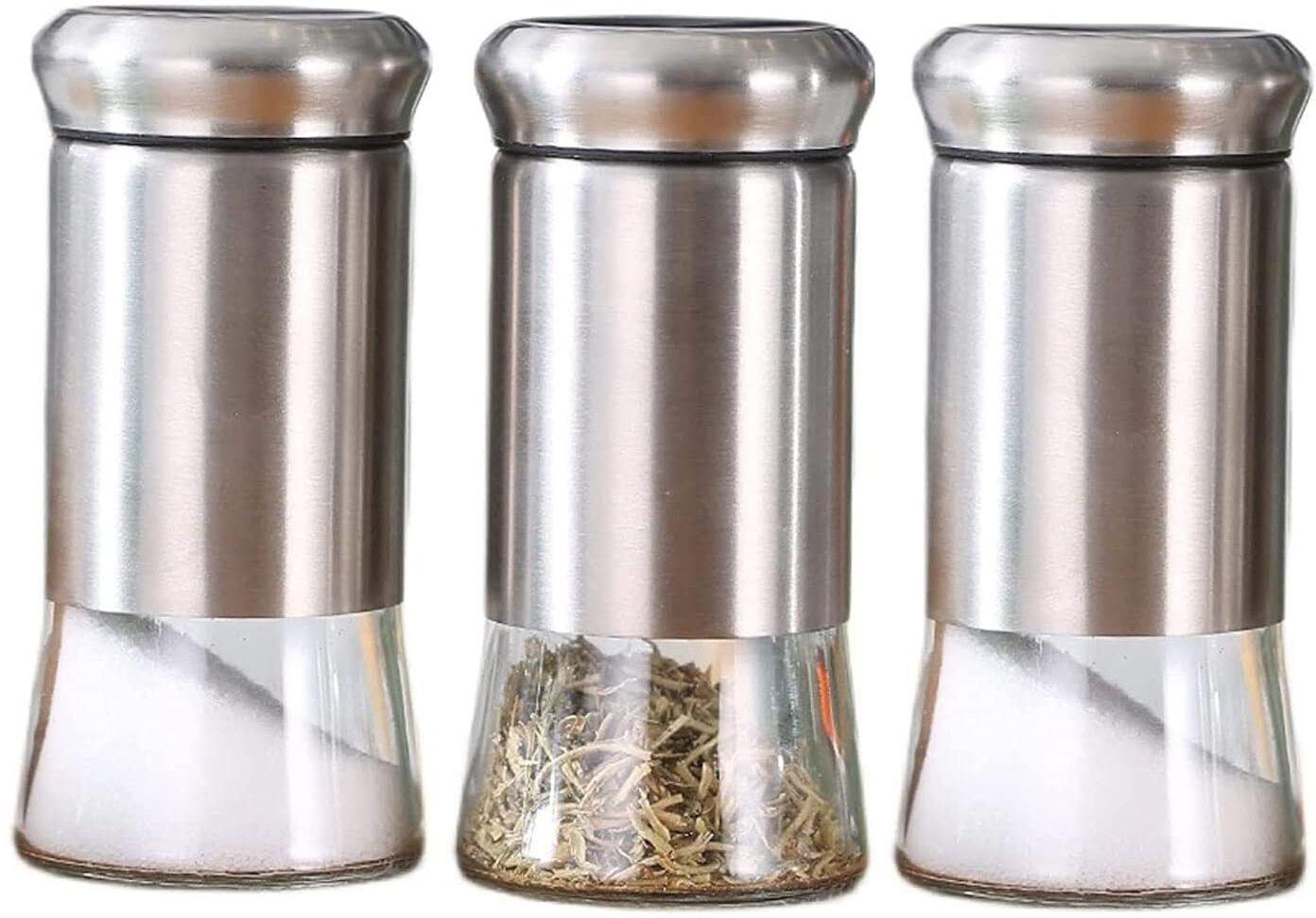 Salt and Pepper Shaker - Refillable Dispenser with Stainless Steel Set Of 3 Sugar Shaker 130 gm-image-13
