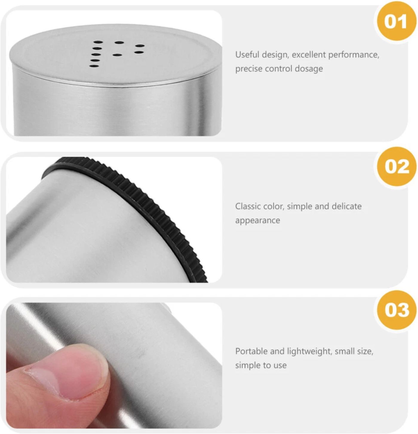 Stainless Steel Salt and Pepper Shaker Set, Pack of 4 Sugar Sprinkler Shaker 100 gm