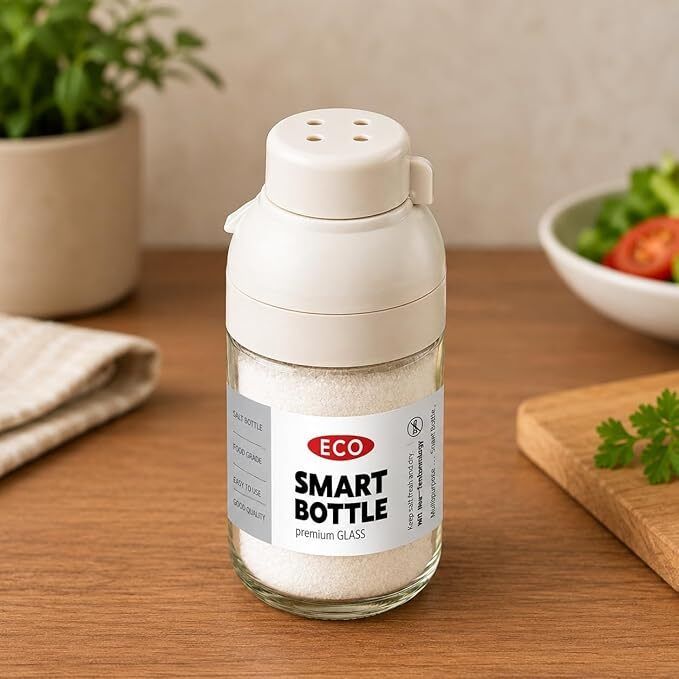 Smart Salt Bottle Glass Container with Flip Top Lid Kitchen Sugar Sprinkler Shaker 250 gm-image-47
