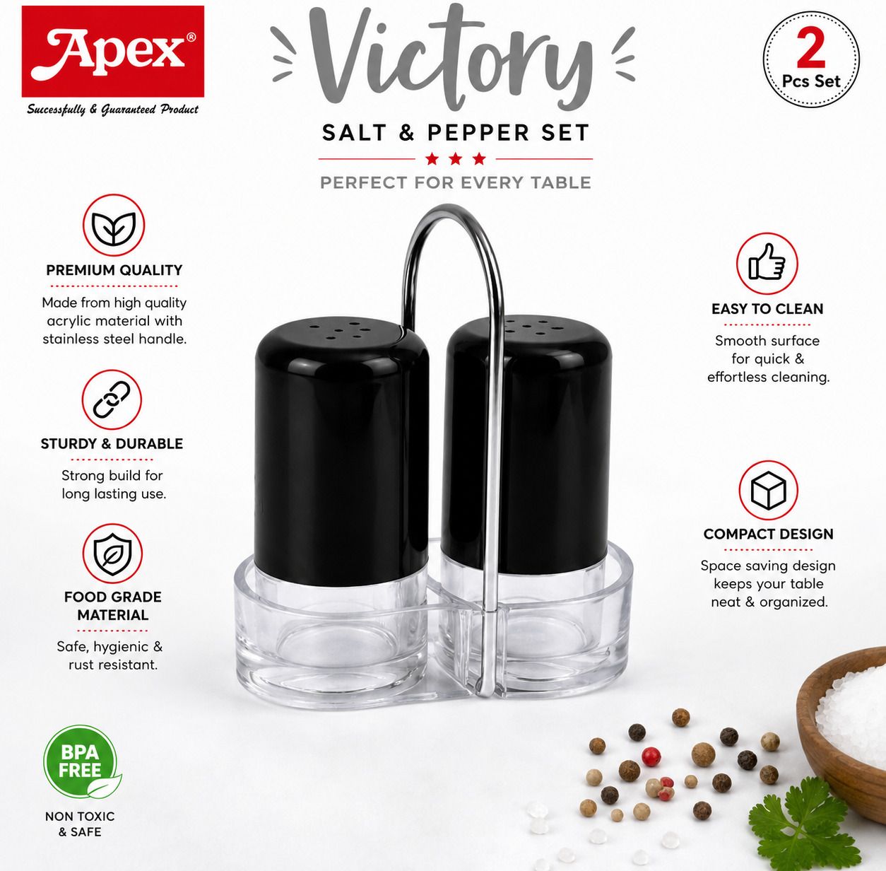 VICTORY SALT & PEPPER Sugar Sprinkler Shaker 20 gm-image-4