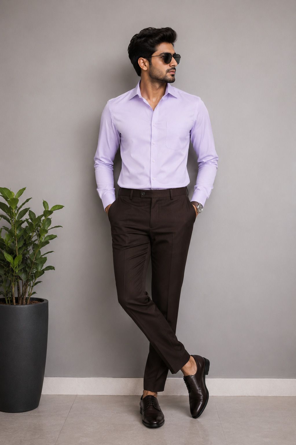 Men formal shirt pant Solid Suit-image-25