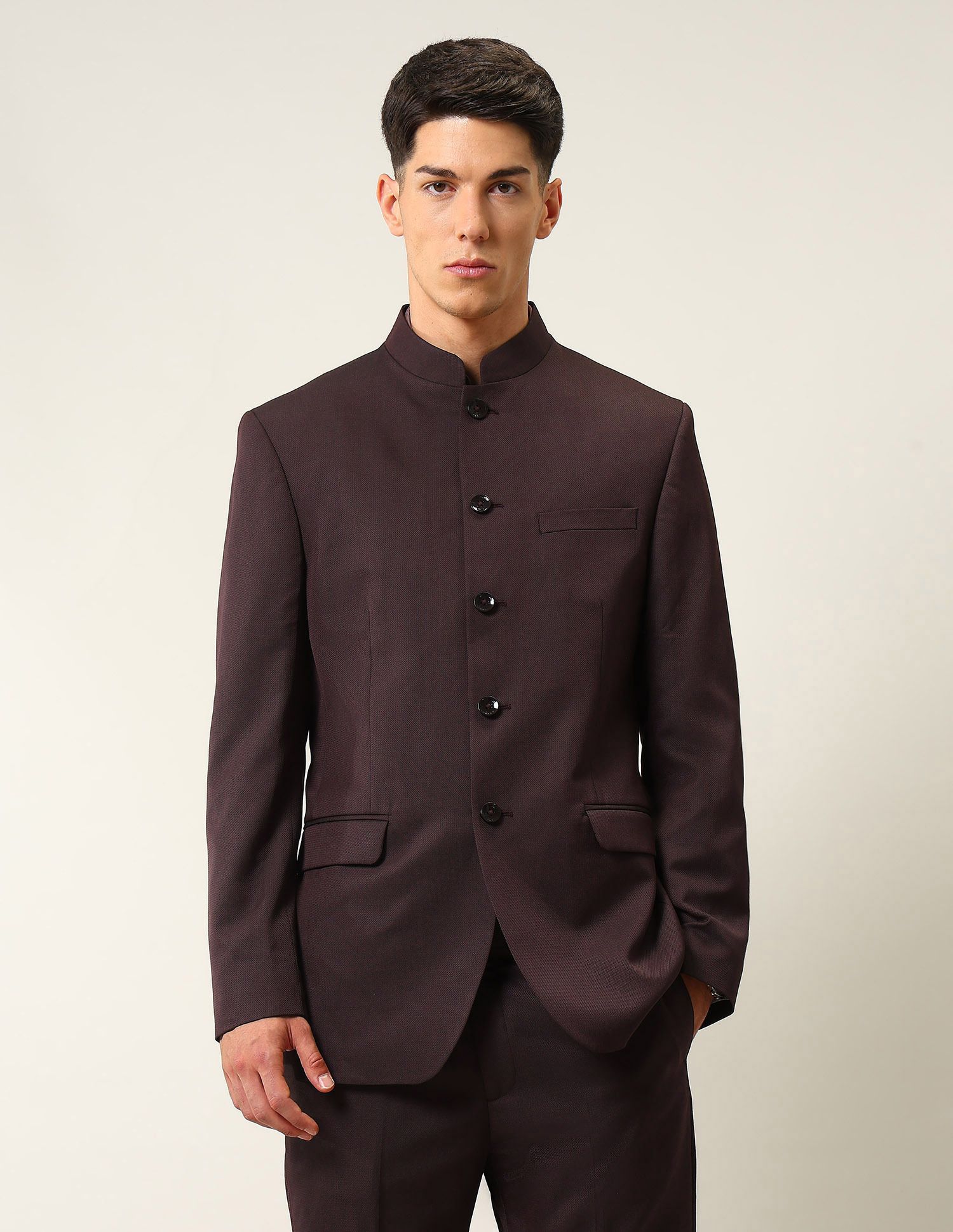 arrow Men bandhgala Self Design Suit-picture-17