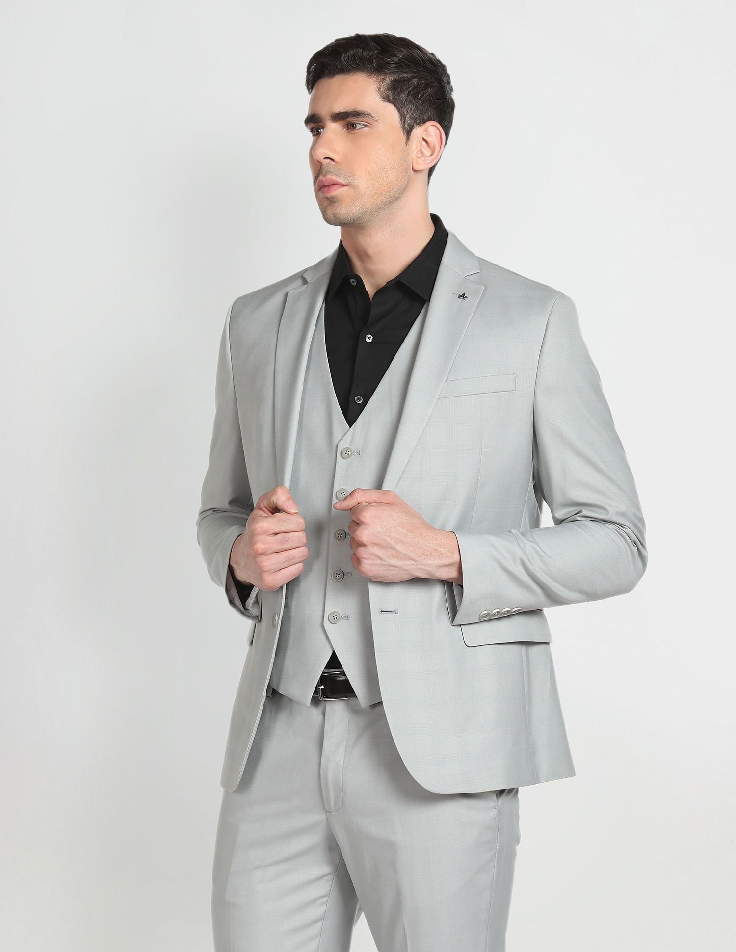 arrow Men Tailored Regular Fit Three Piece Suit Checkered Suit-picture-15