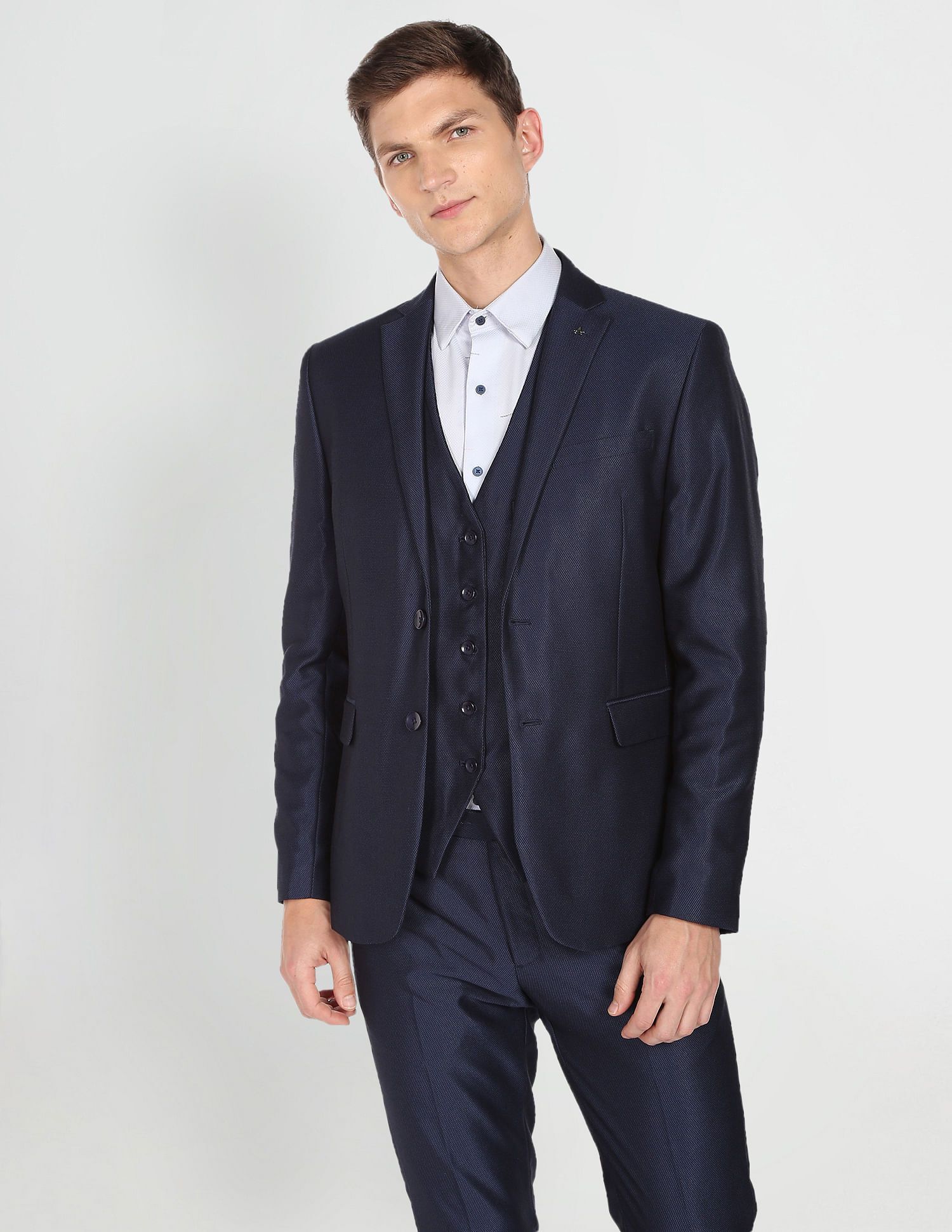 Men Single-breasted Solid Suit-image-22