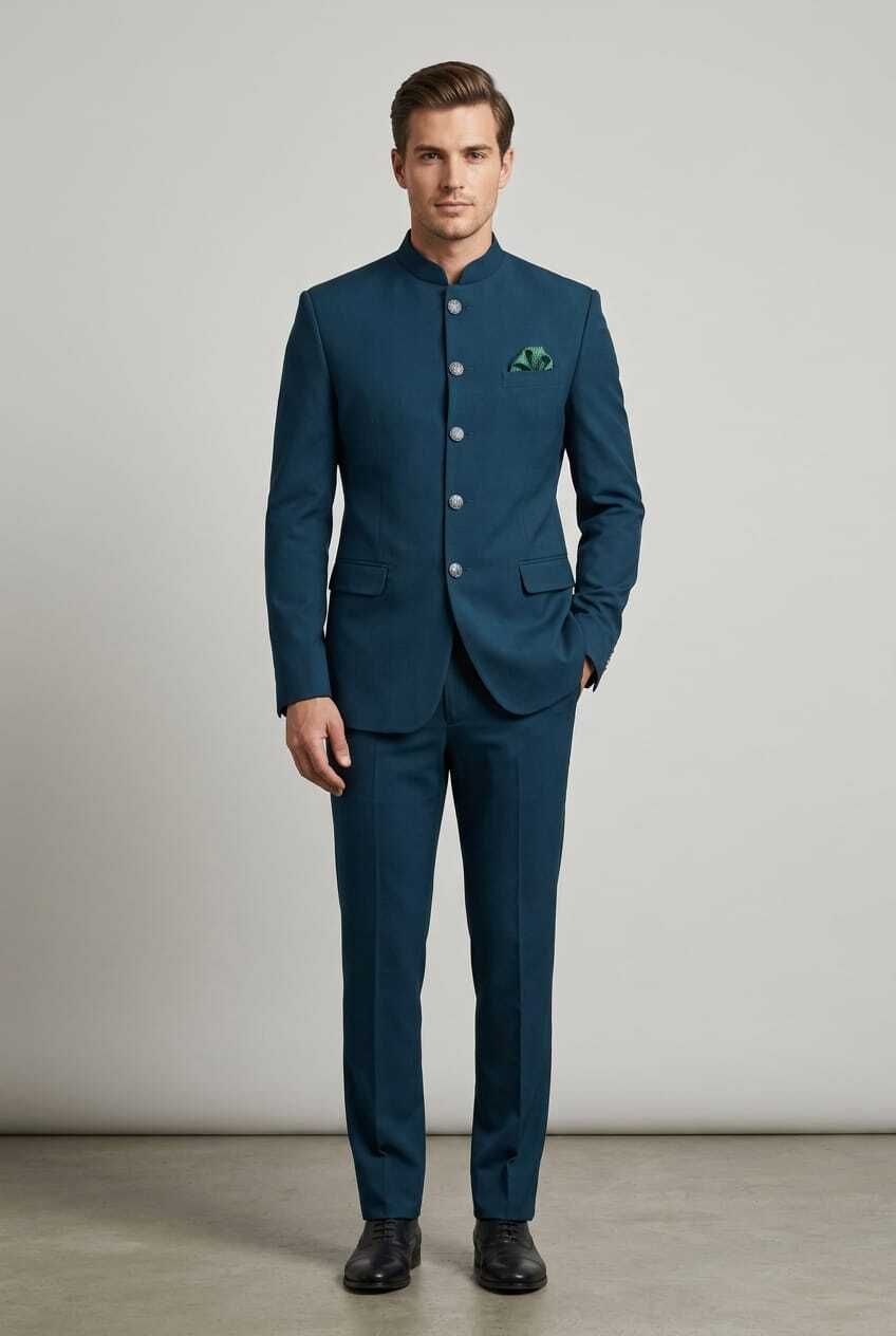 asthetic Men Mandarin Solid Suit-picture-29