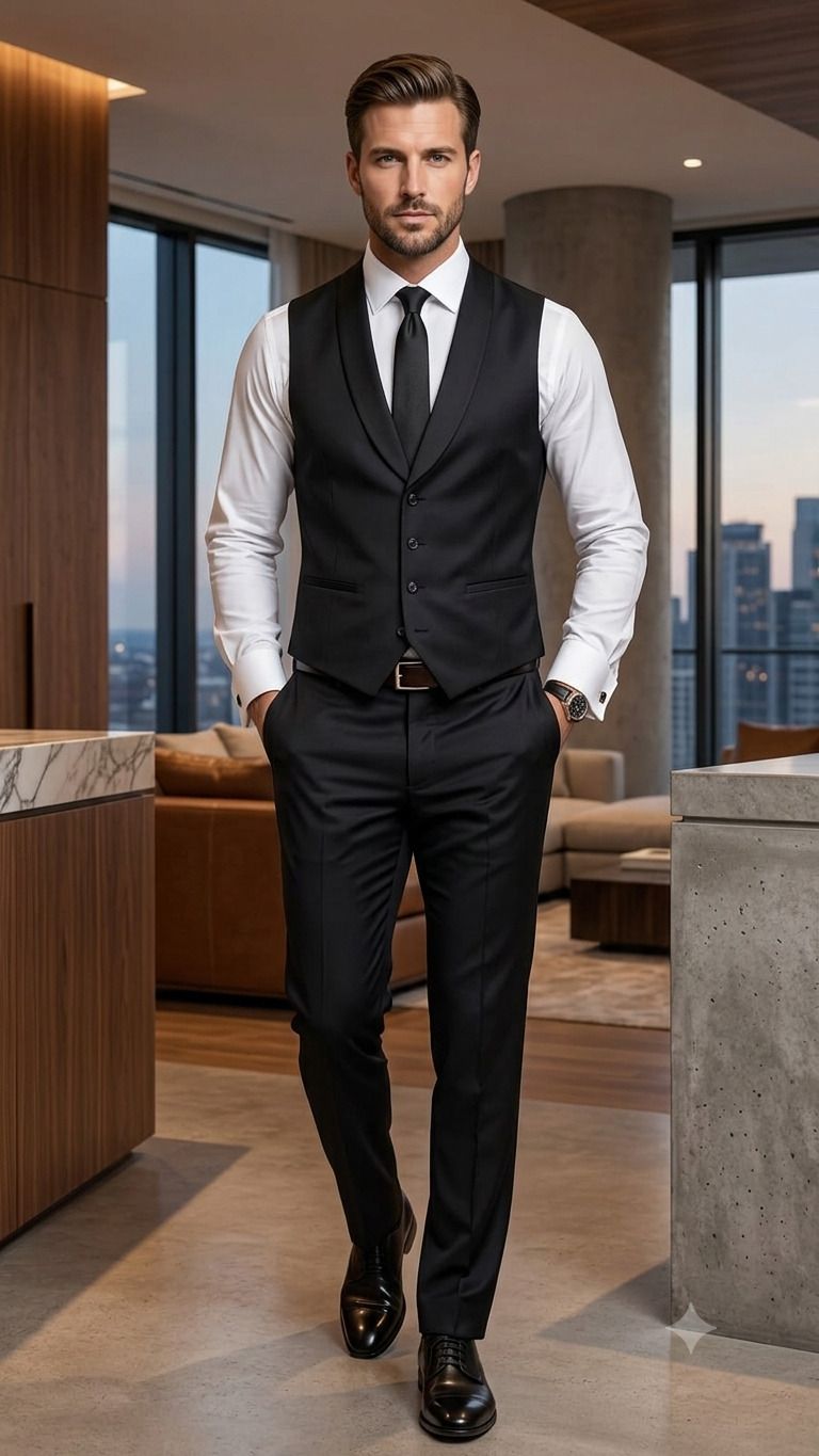 asthetic Men Men Solid Suit-picture-36