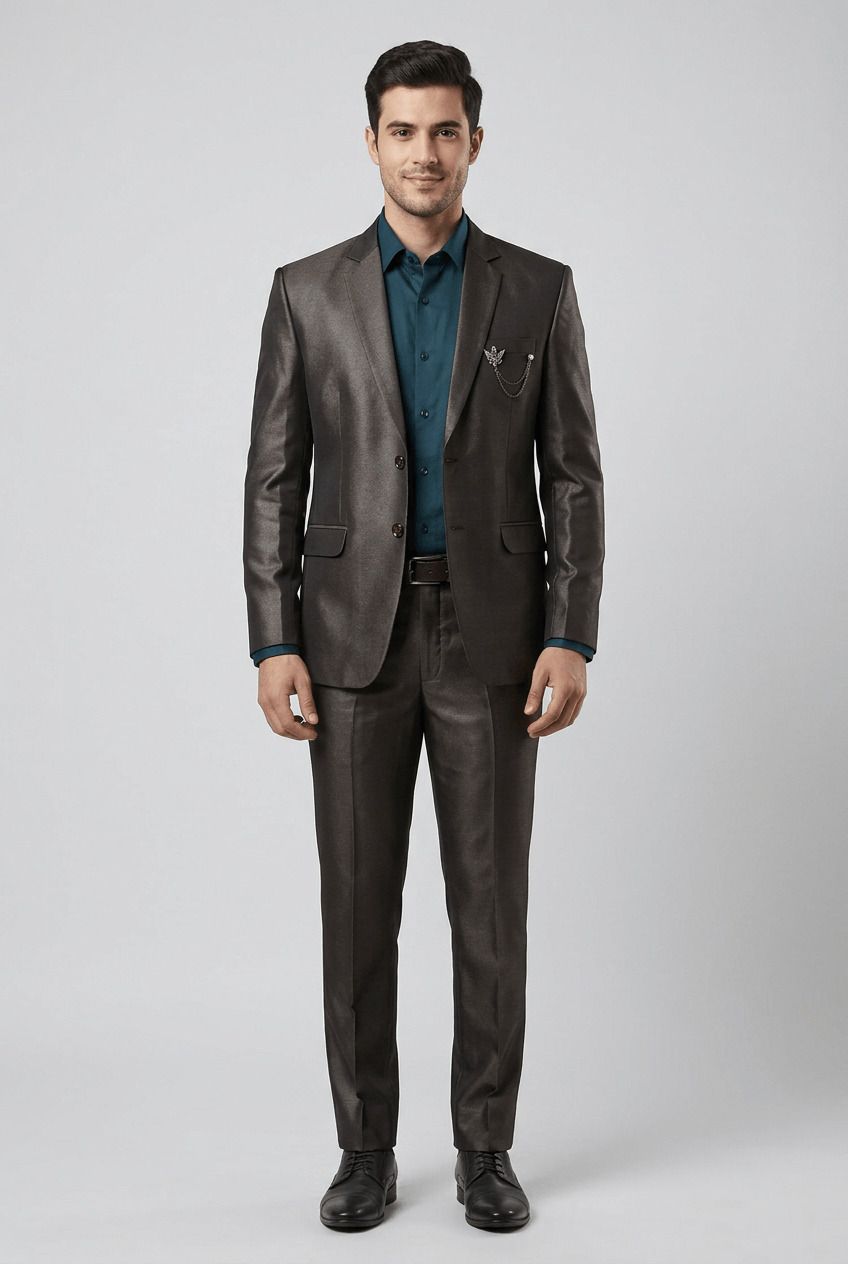 asthetic Men Single Breasted Solid Suit-picture-16