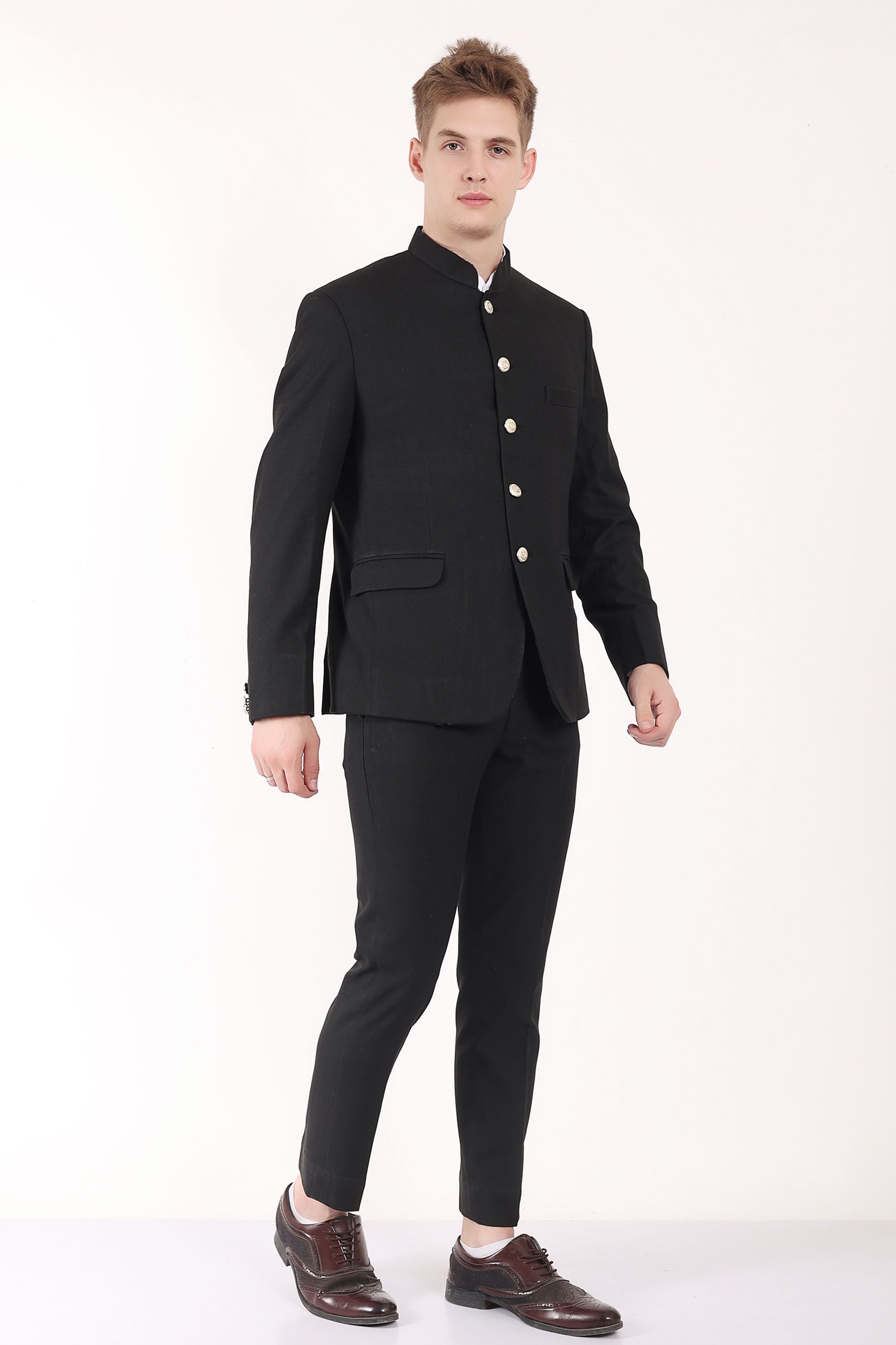 houseoframa Men Black Two Piece Suit Solid Suit-picture-28