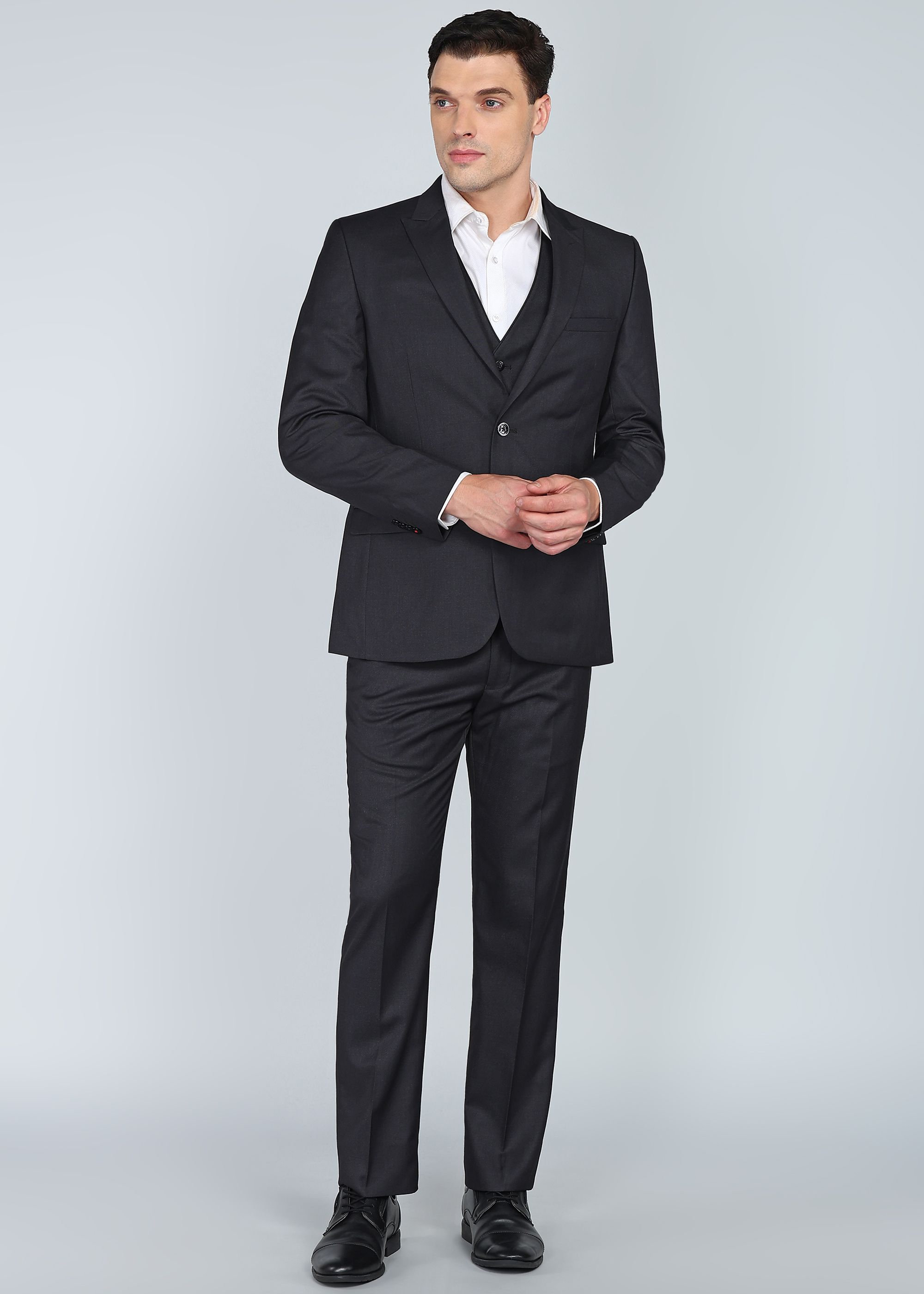park avenue Men 2SB 3PC PEAK CONT PIPING W/C- REG Solid Suit-picture-27