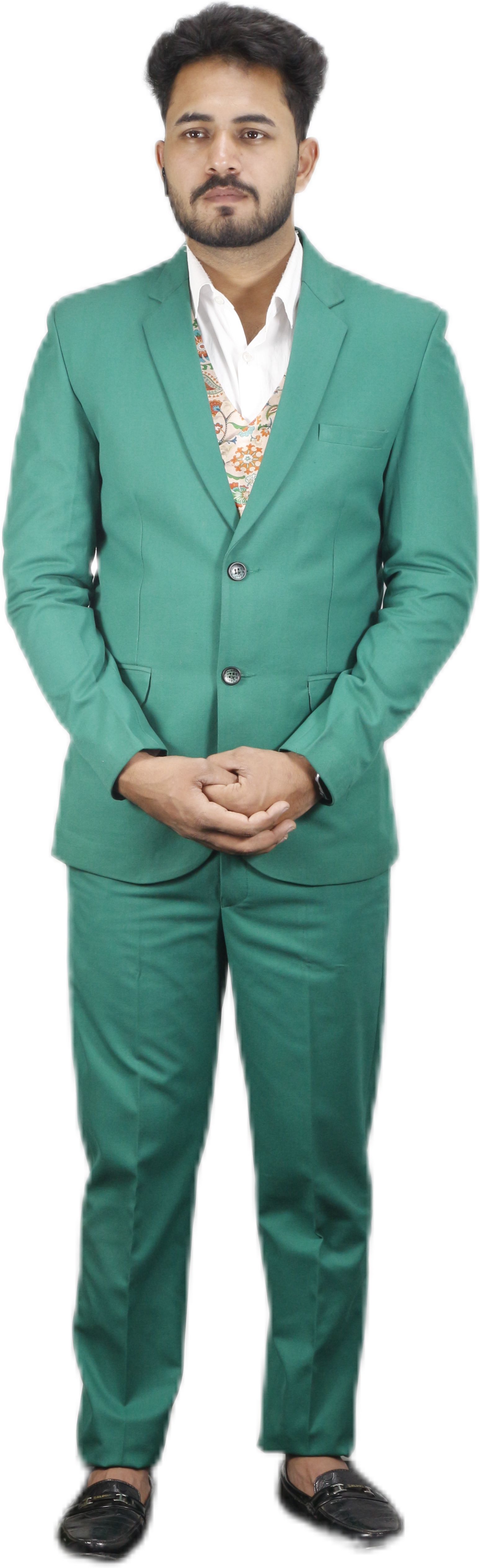 Men Single Breasted Self Design Suit-image-33
