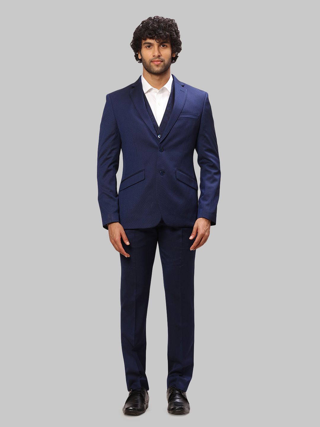 park avenue Men 2SB 3 PC NOTCH WITH PIPING W/C-S.SLIM Self Design Suit-picture-23
