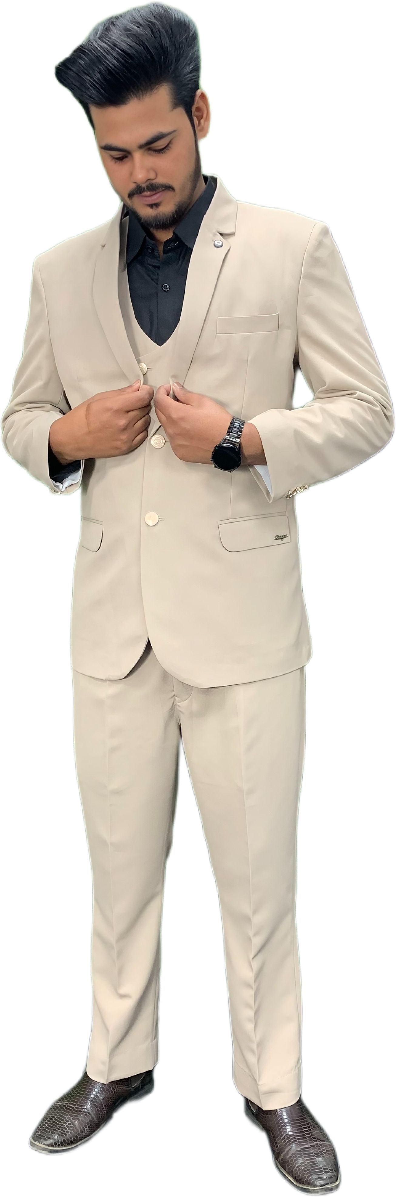 gargian master cut Men Single Breasted Solid Suit-picture-14