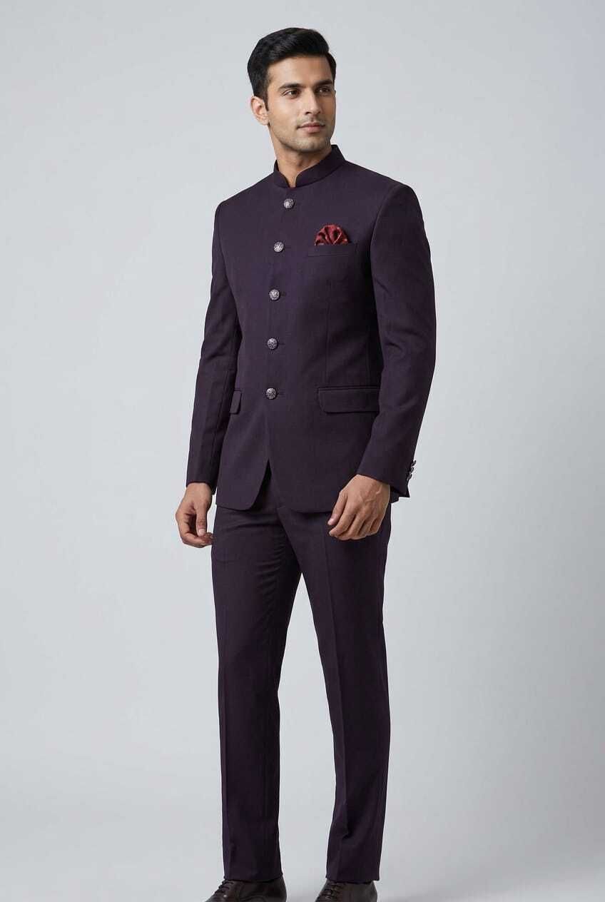 asthetic Men Mandarin Solid Suit-picture-24
