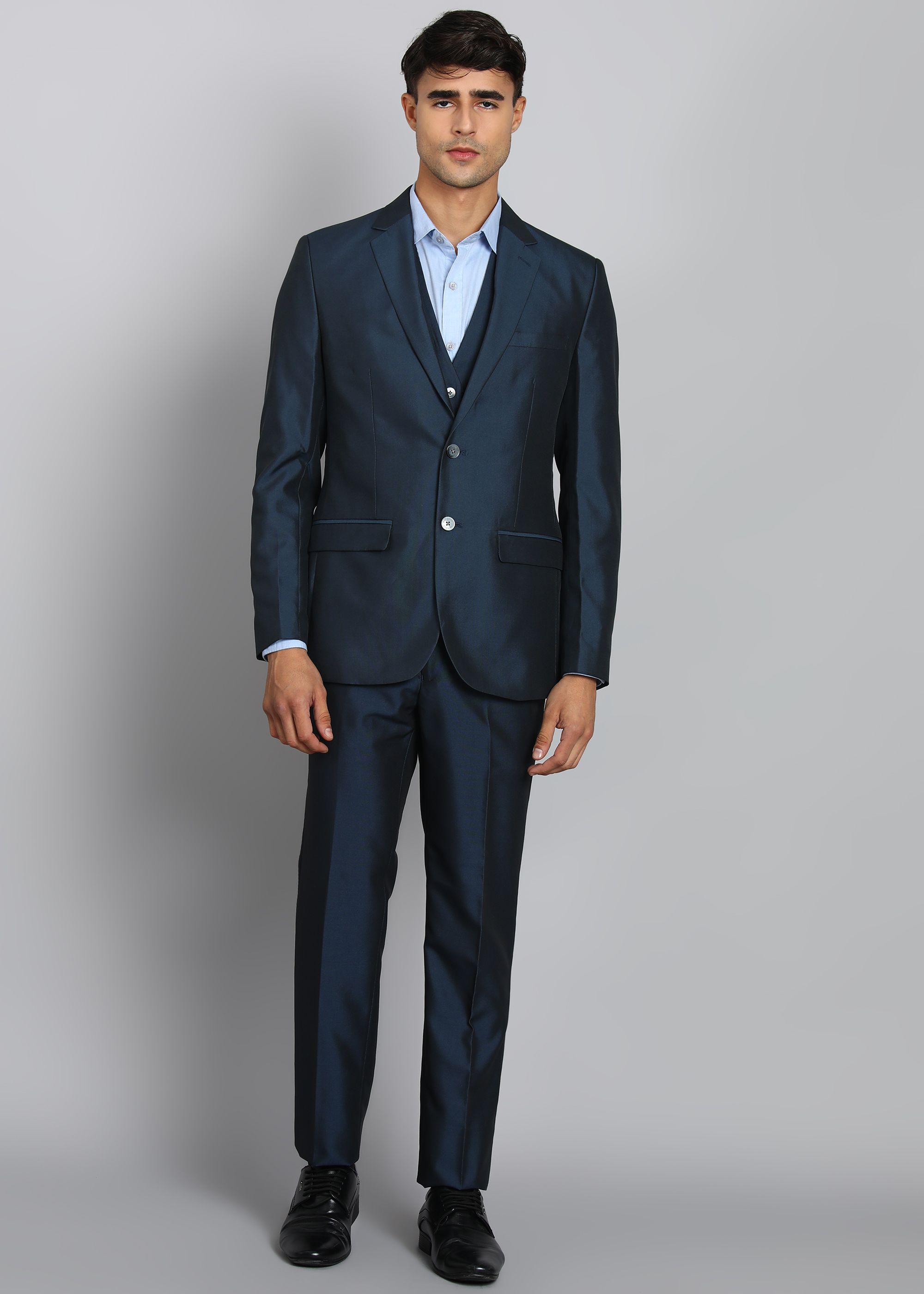 park avenue Men 3 Piece Suit Solid Suit-picture-33
