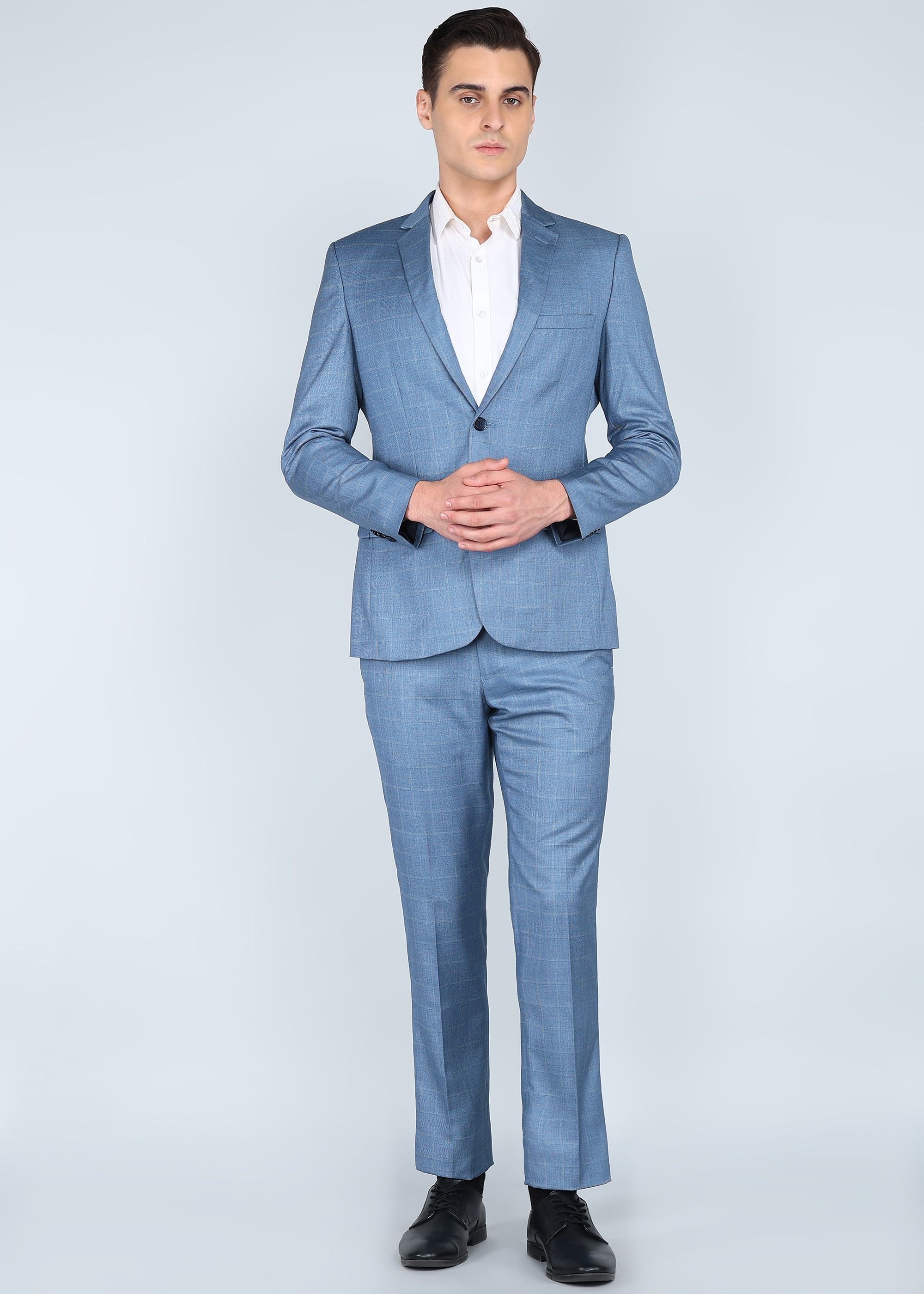 park avenue Men 2BTN NOTCH F.F.TROUSER SLIM FIT 85% TR/15% RAYON Checkered Suit-picture-15