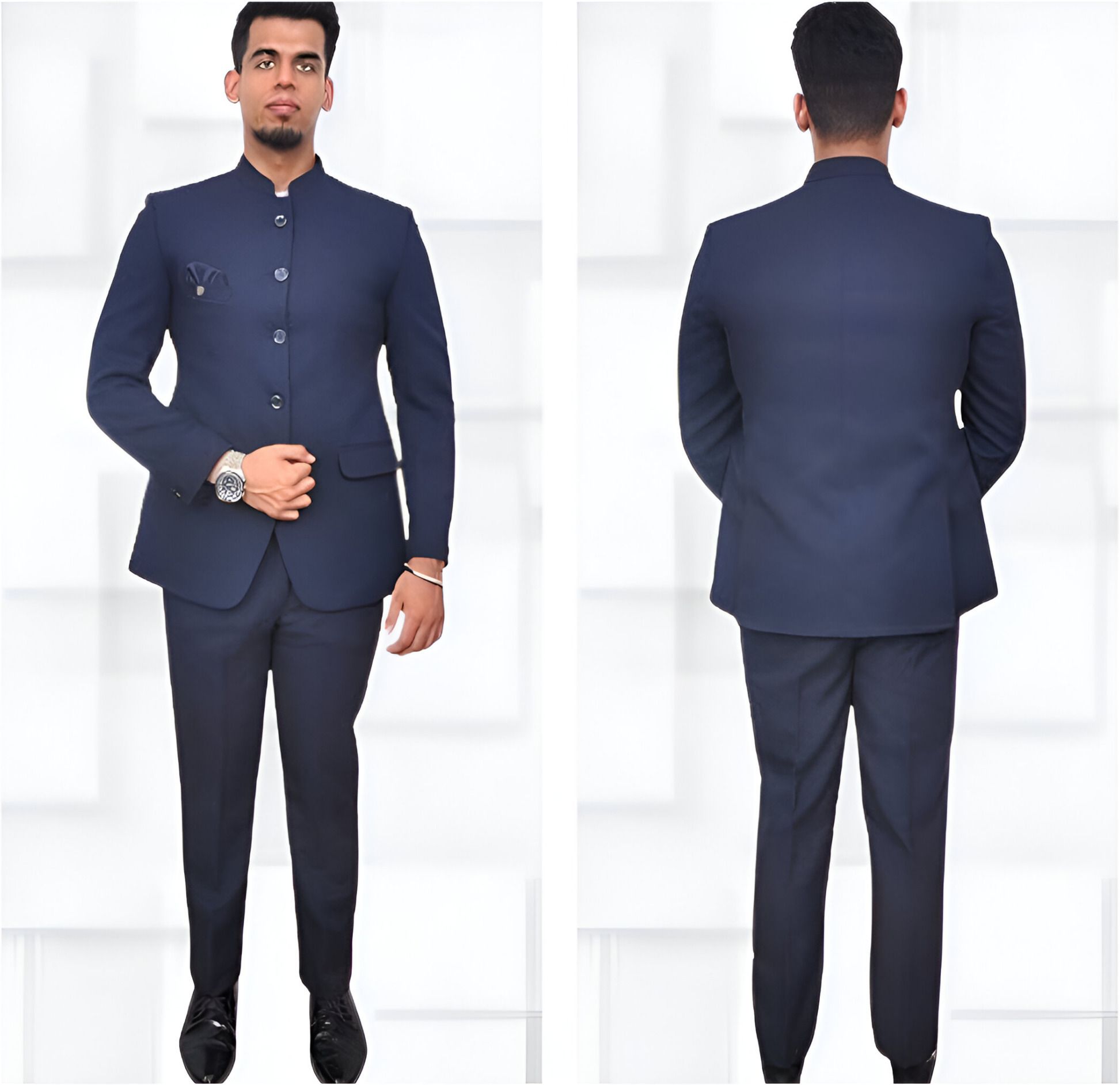 risani Men Bandhgala Solid Suit-picture-12