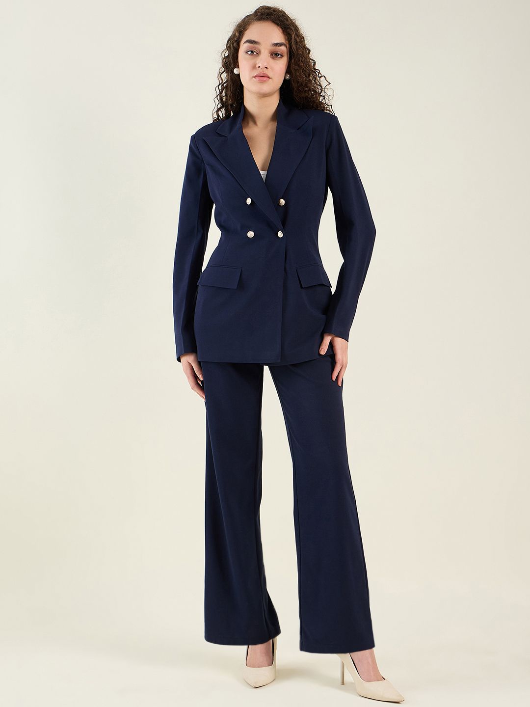 Women Tailored Blazer Co-ord Set for Women Solid Suit