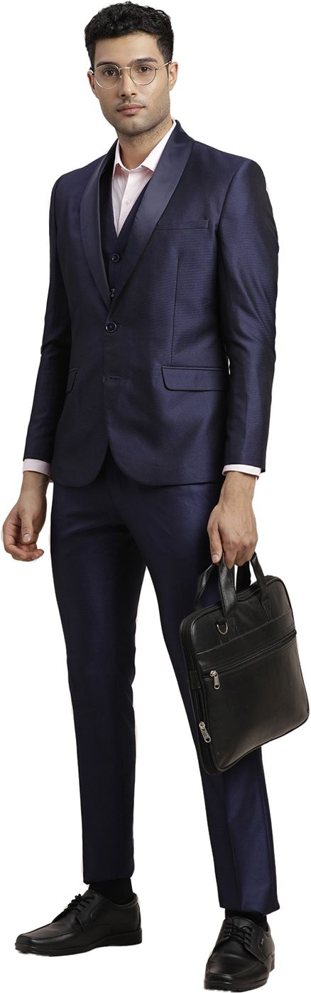 Men Three Piece Self Design Suit