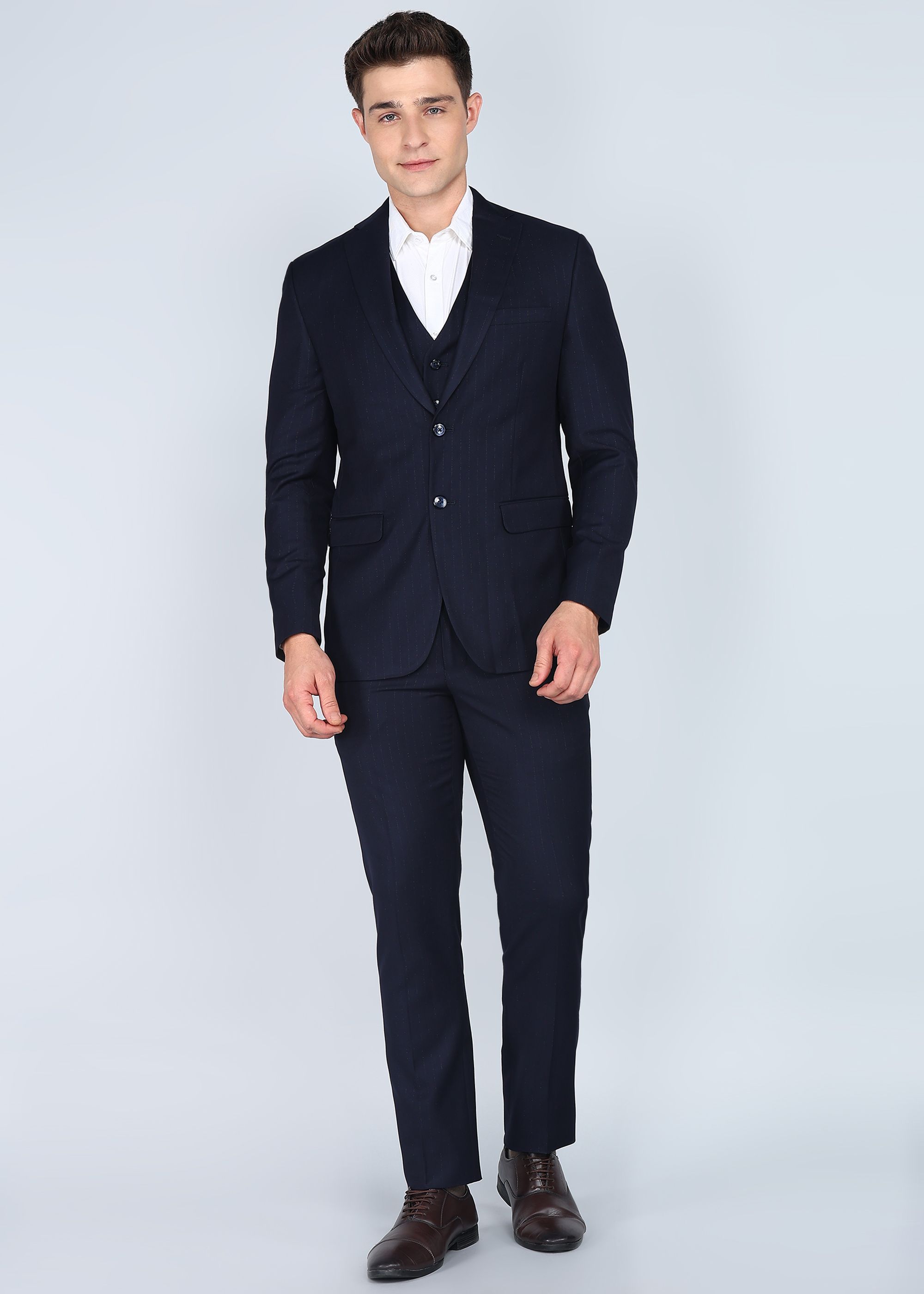 peter engalnd Men Tuxedo Style Striped Suit-picture-19