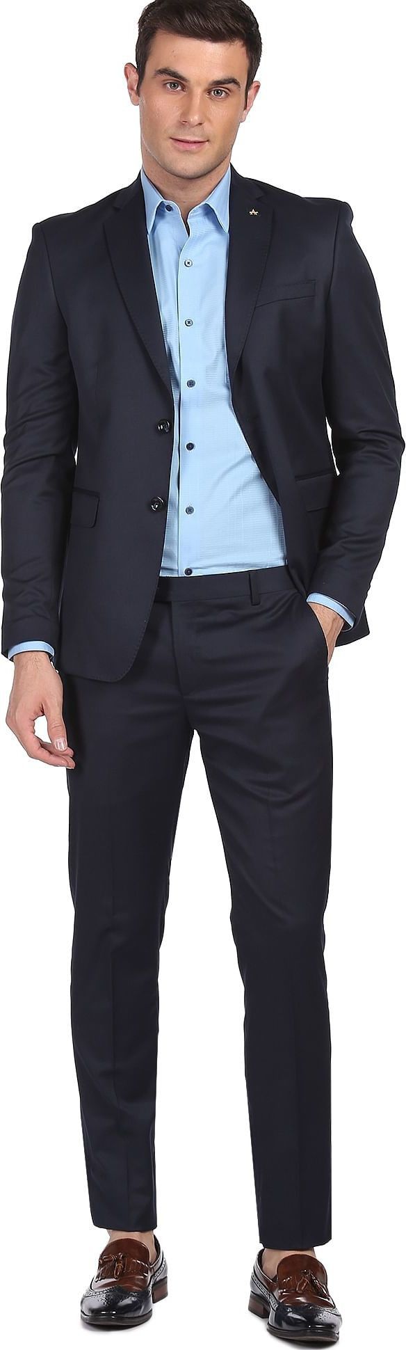 Men Single-breasted Solid Suit-image-26