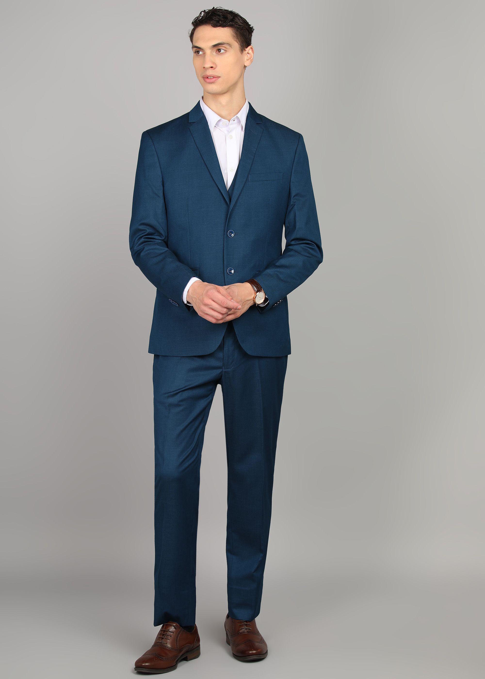 park avenue Men 3 Piece Suit Solid Suit-picture-36