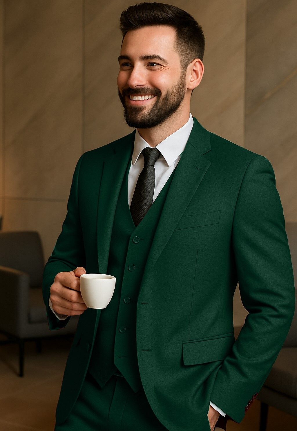 Men Men 3 Piece Suit Solid Suit