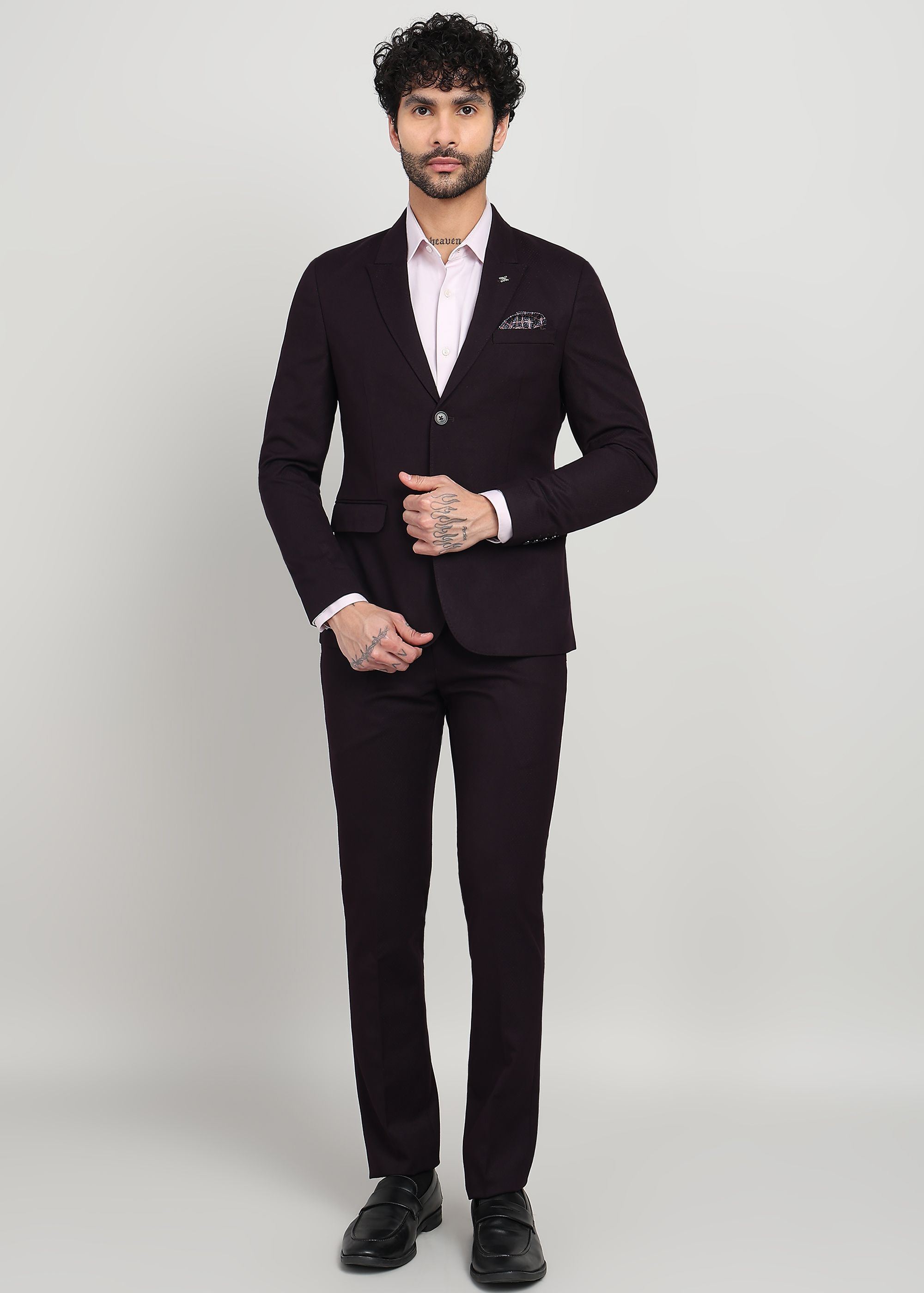 Men 2 Piece Suit Solid Suit
