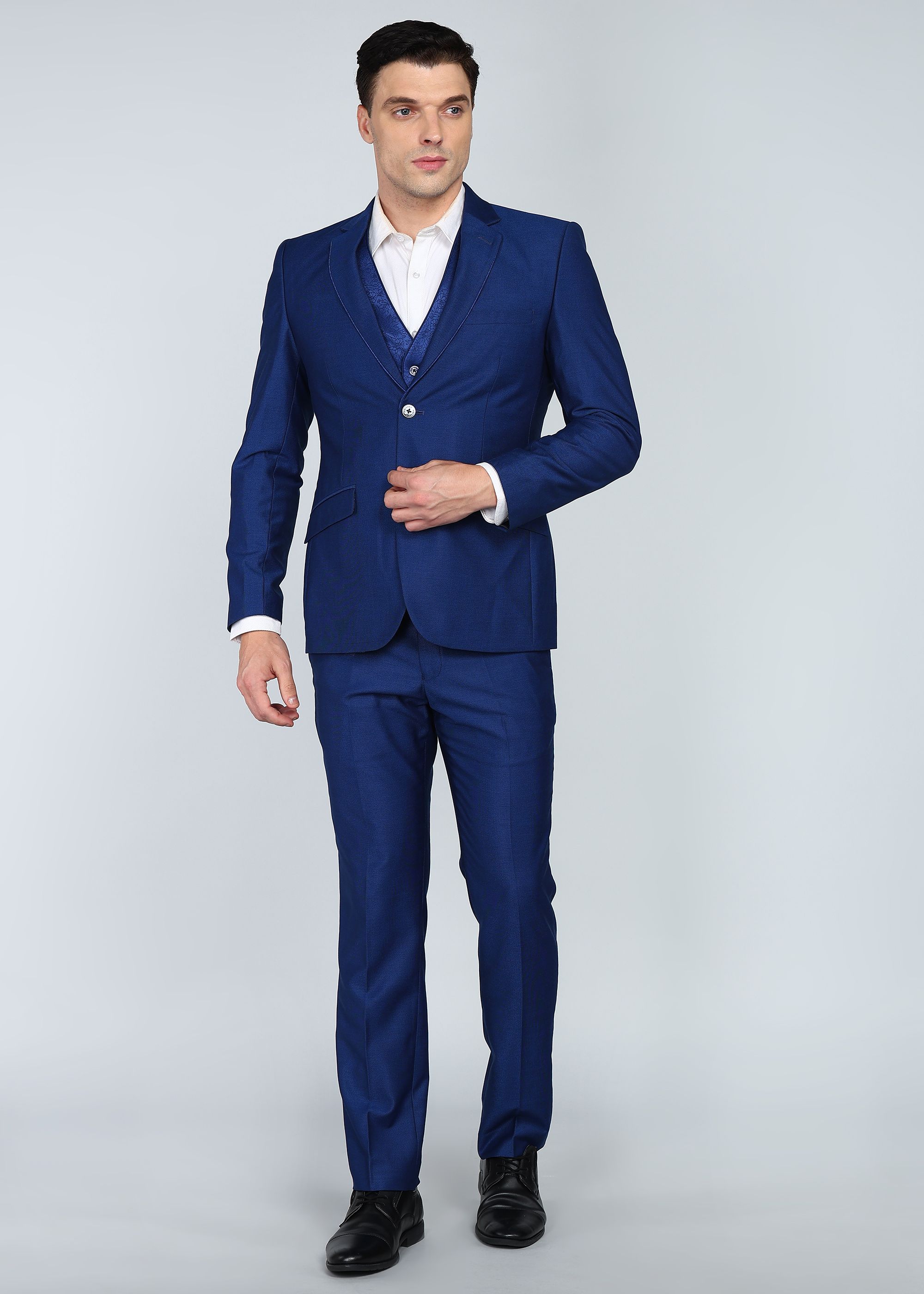 park avenue Men 2SB 3 PC NOTCH WITH PIPING W/C-S.SLIM Self Design Suit-picture-22