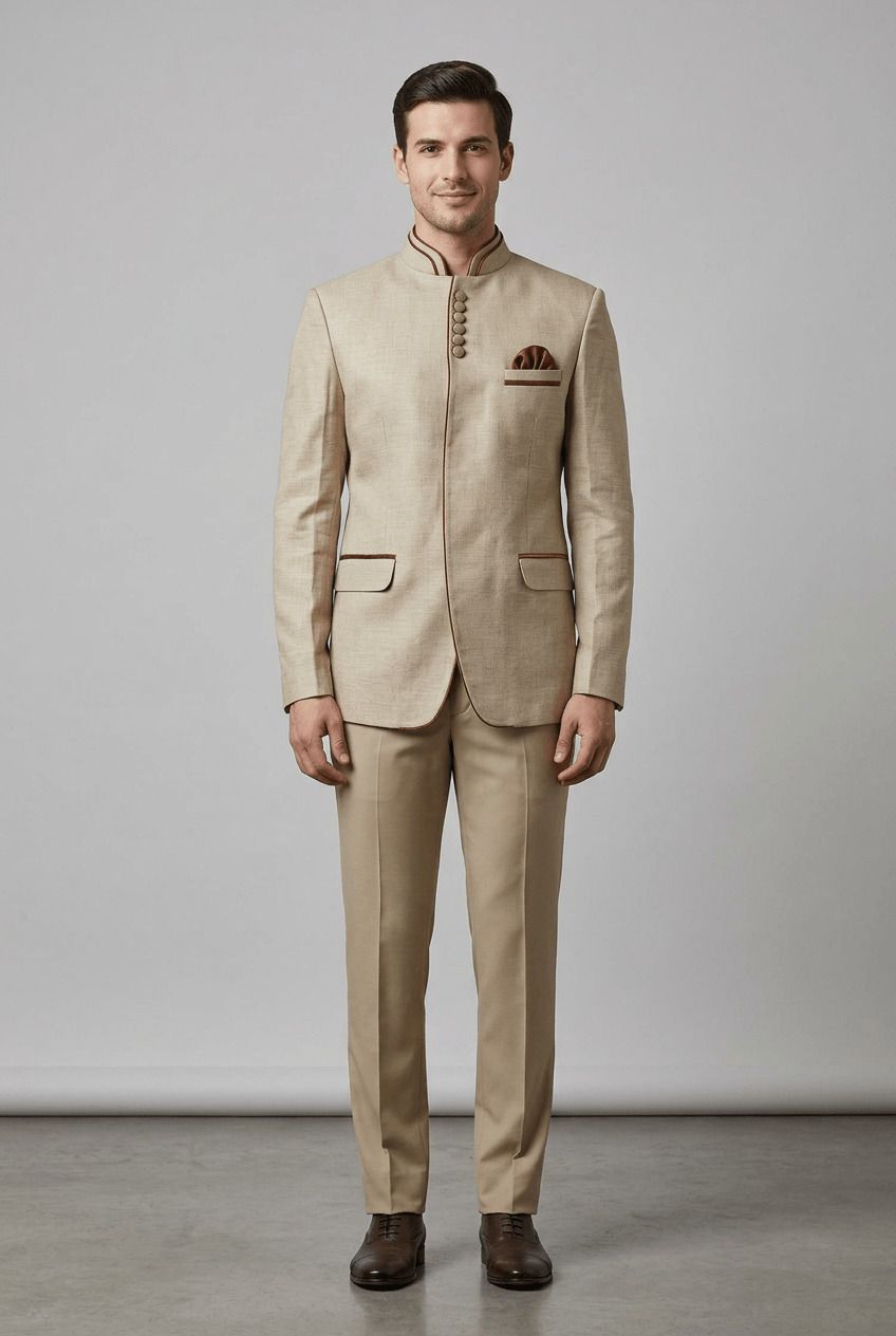 asthetic Men Mandarin Self Design Suit-picture-16