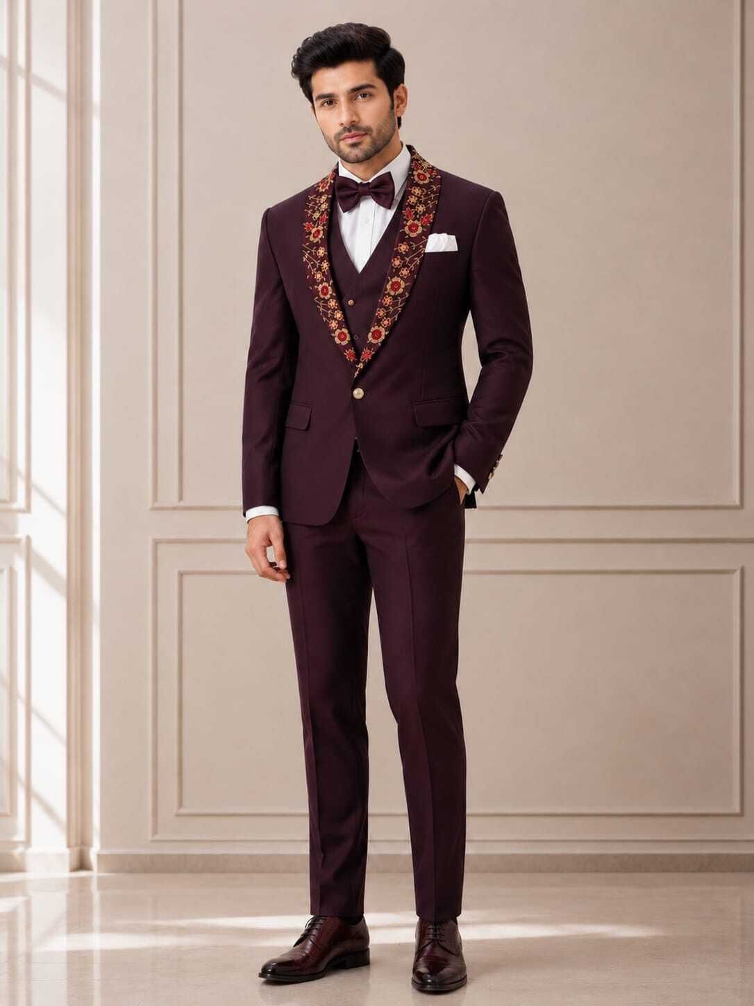 maahivarr Men Tuxido blazer suit Self Design Suit-picture-26