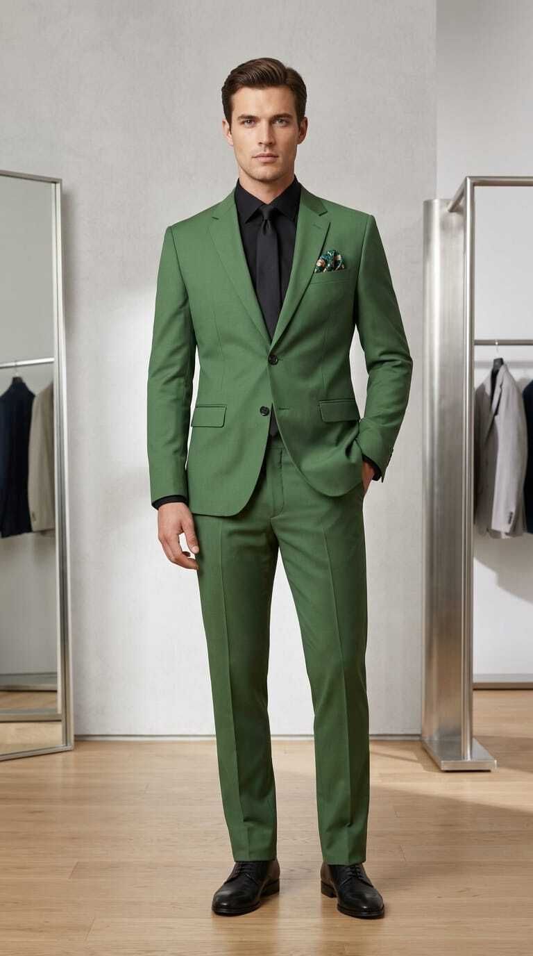 asthetic Men Single Breasted Self Design Suit-picture-32