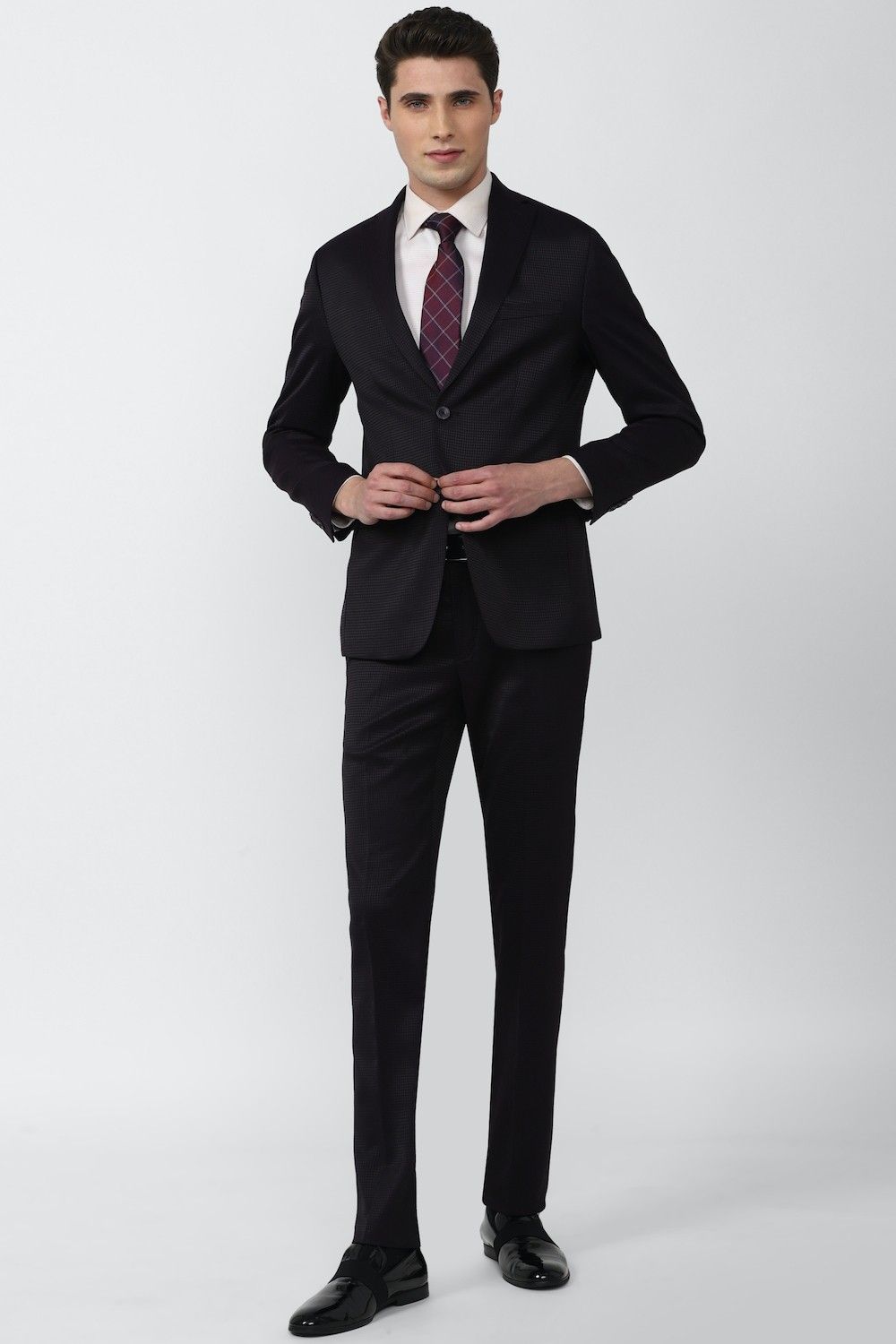 peter england Men Single Breasted - 2 button Solid Suit-picture-26
