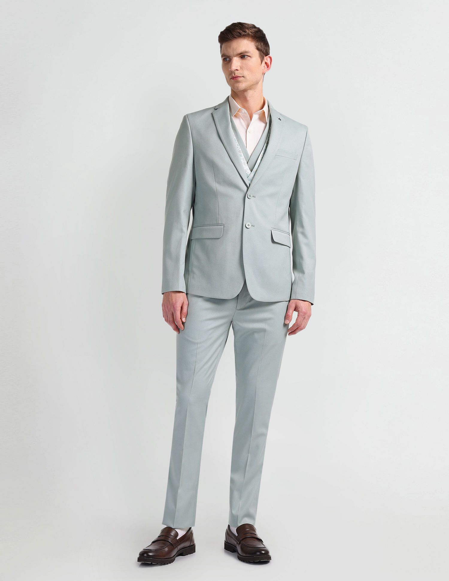 Men 3 Piece Solid Suit