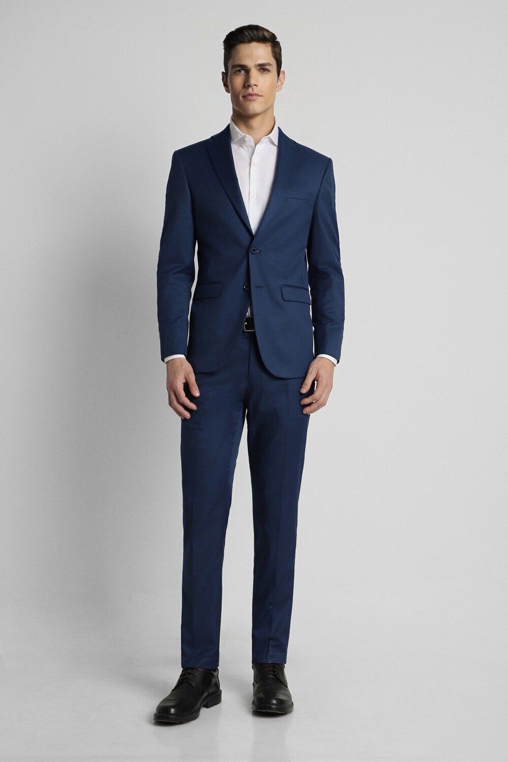 peter england Men Men Navy Textured Slim Fit Formal Two Piece Suit Textured Suit-picture-13