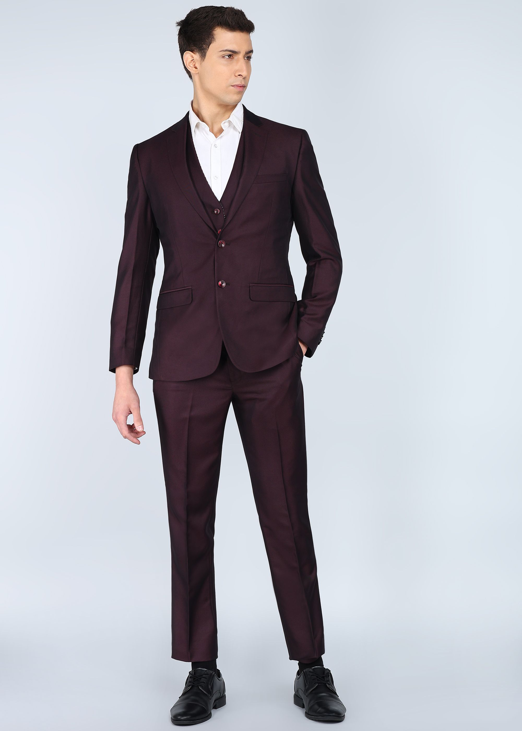 park avenue Men 3PC NOTCH REV W/C - S.SLIM FT 85% TR/15% RAYON Self Design Suit-picture-31