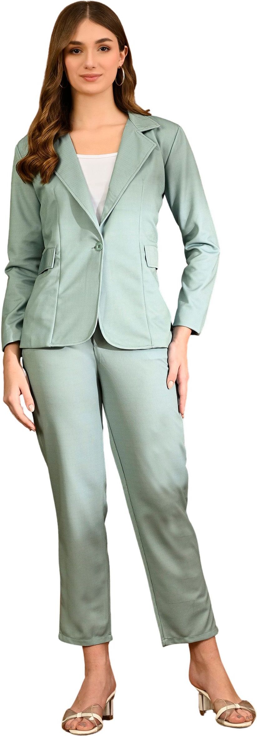 Women Blazer & Trouser Set Printed Suit-image-43