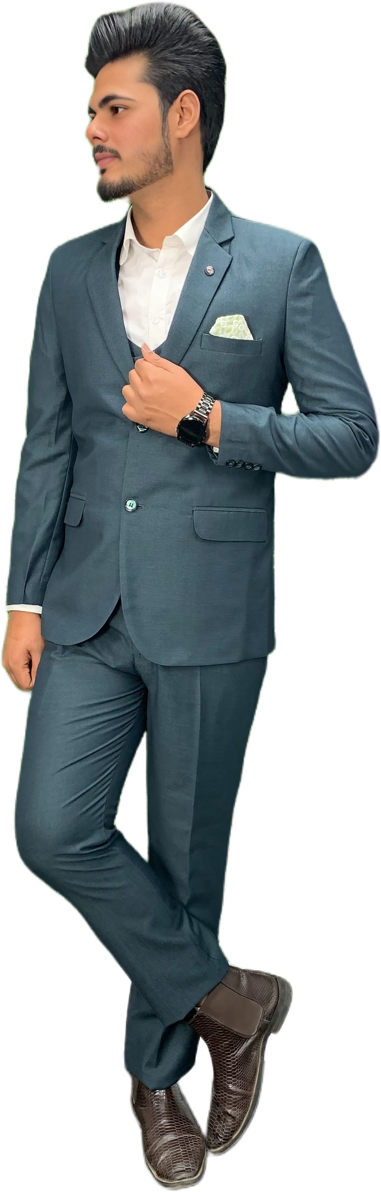 gargian master cut Men Single Breasted Checkered Suit-picture-25