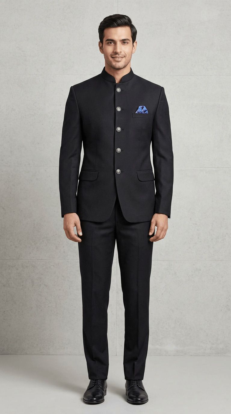 asthetic Men Mandarin Self Design Suit-picture-38
