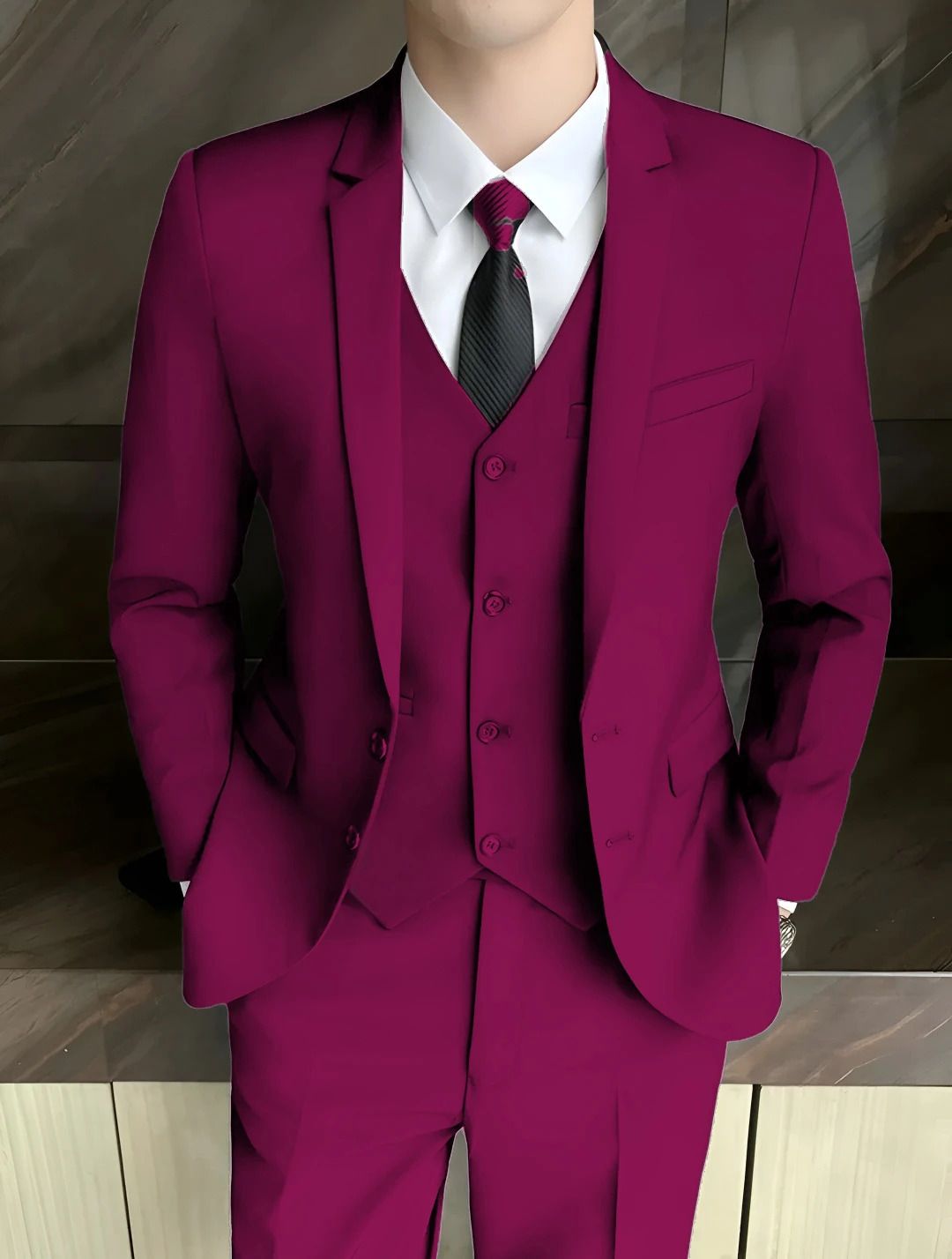 Men 3 piece suit for men Solid Suit