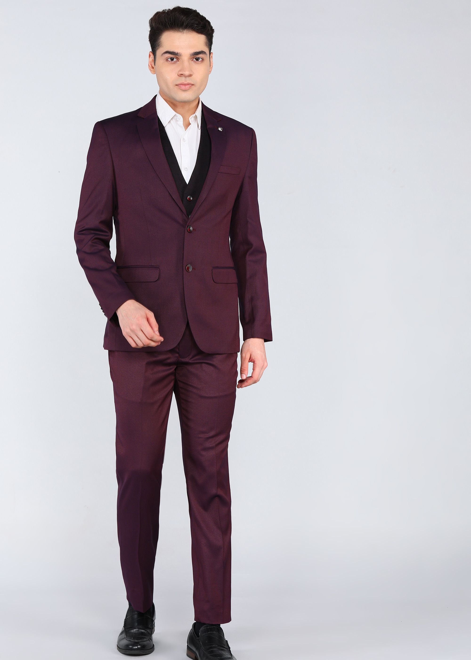 park avenue Men 3PC NOTCH REV W/C BASIC TRSR - S.SLIM FT Self Design Suit-picture-10
