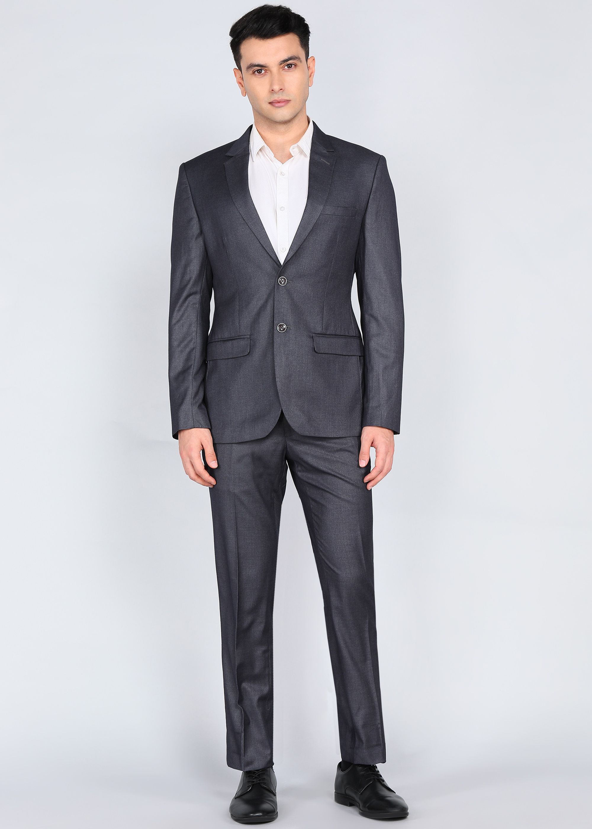 park avenue Men 2PC NOTCH BASIC- SUPER SLIM FIT Self Design Suit-picture-11