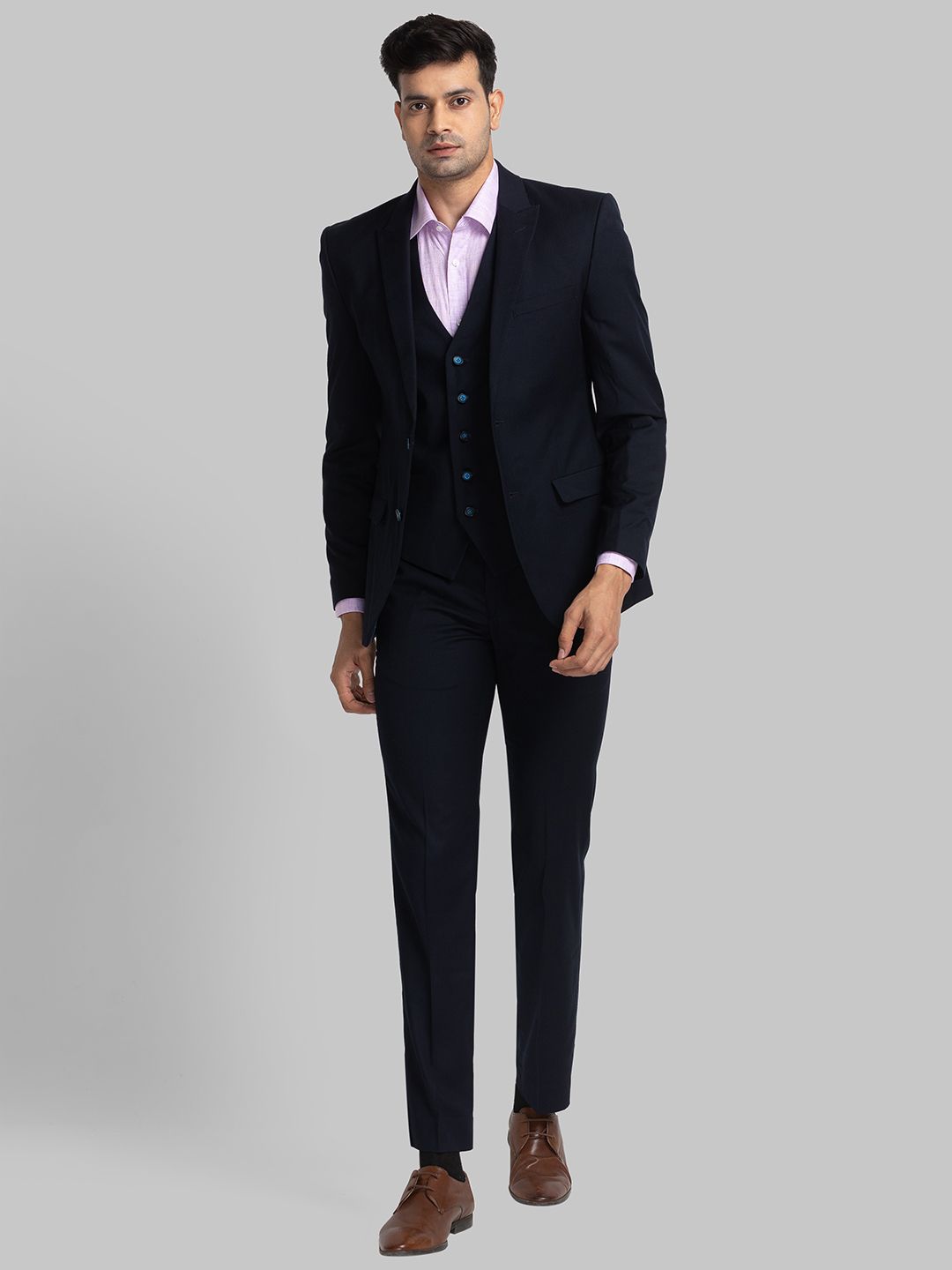 park avenue Men SB2 PEAK S.SLIM FIT 3PC SUIT Solid Suit-picture-29